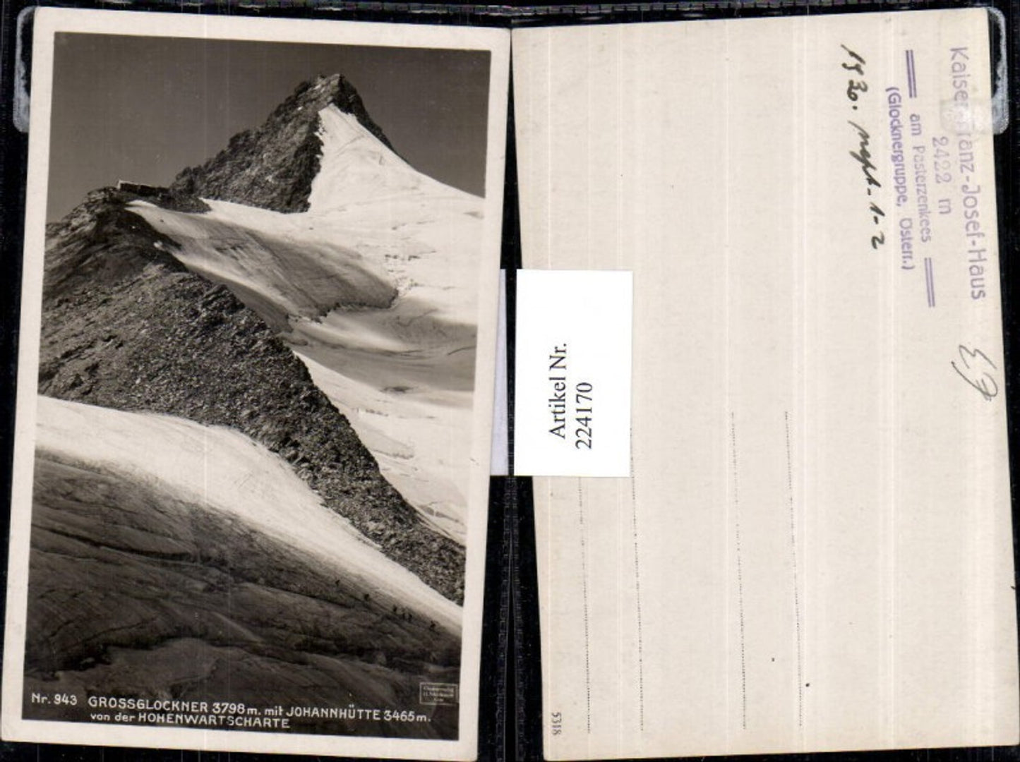 224170,Großglockner m. Johannhütte Berghütte v. d. Hohenwartscharte Bergkulisse