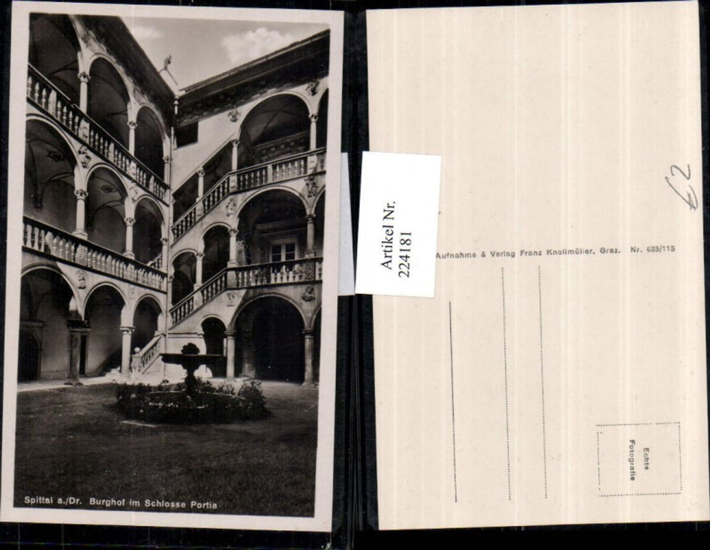 224181,Spittal a. d. Drau Burghof im Schloss Portia Schoss Brunnen Arkaden