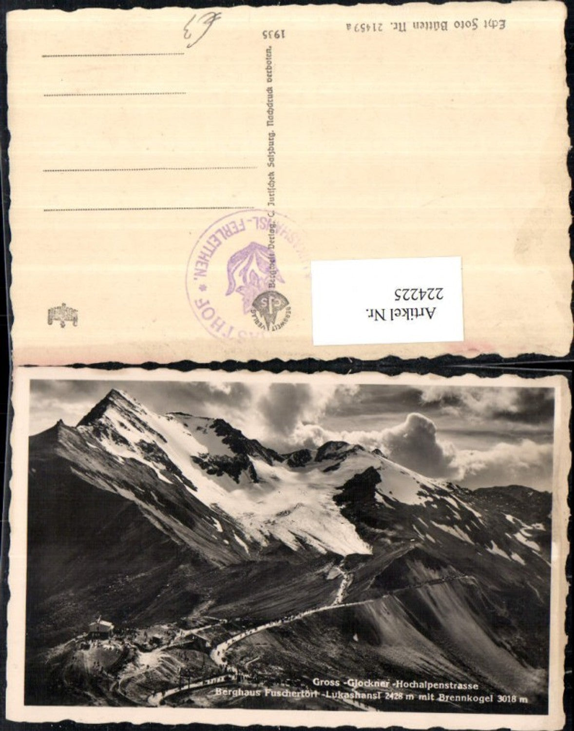 224225,Großglockner Hochalpenstraße Berghaus Fuschertörl Lukashansl m. Brennkogel Bergkulisse