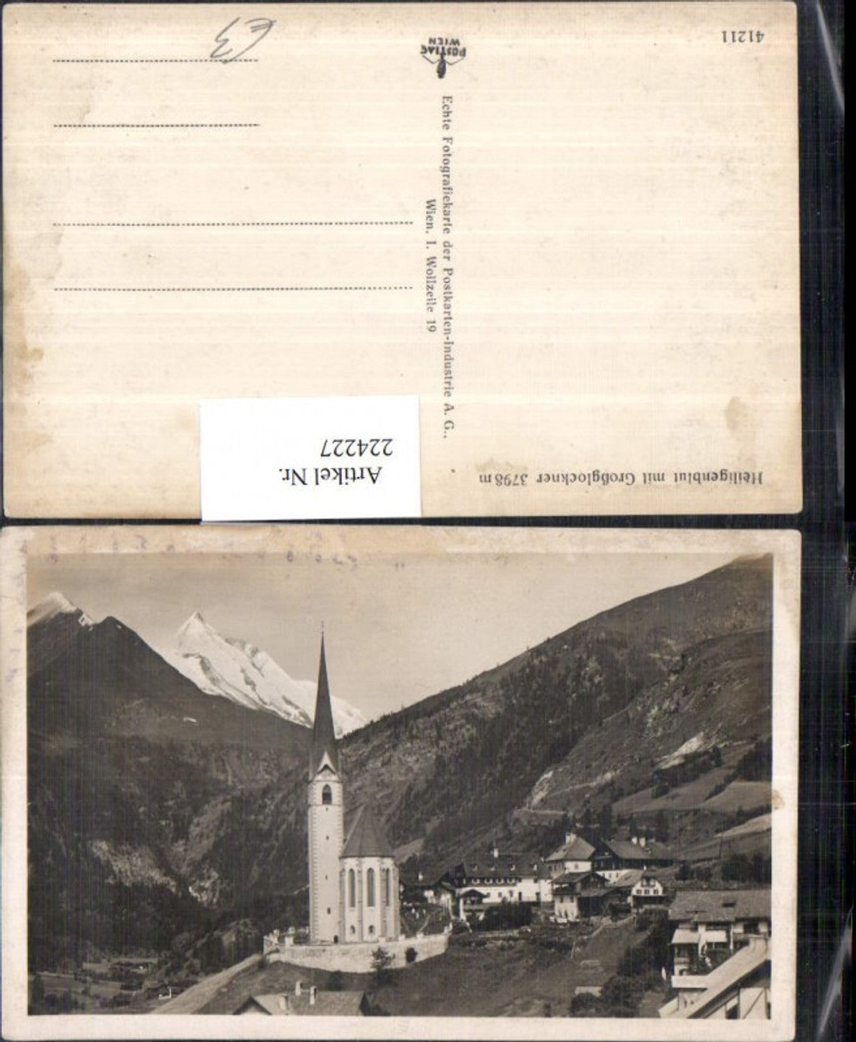 224227,Heiligenblut Totale Kirche m. Großglockner