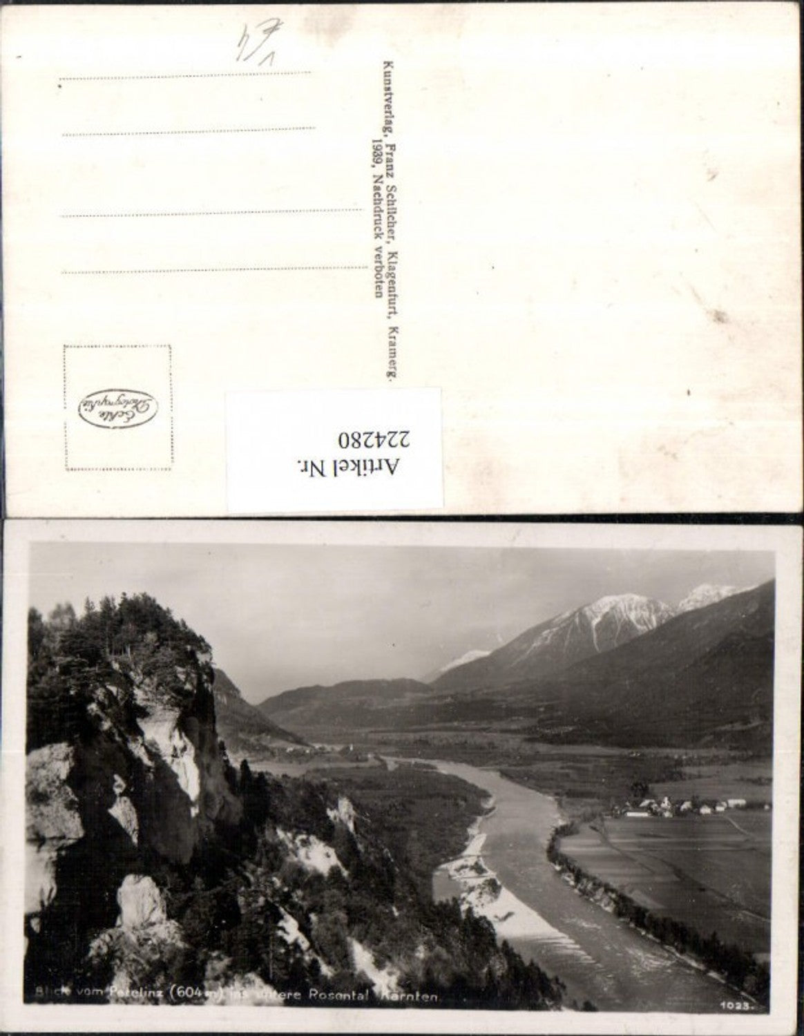 224280,Blick v. Petelinz ins untere Rosental i. Kärnten pub Franz Schilcher 1023