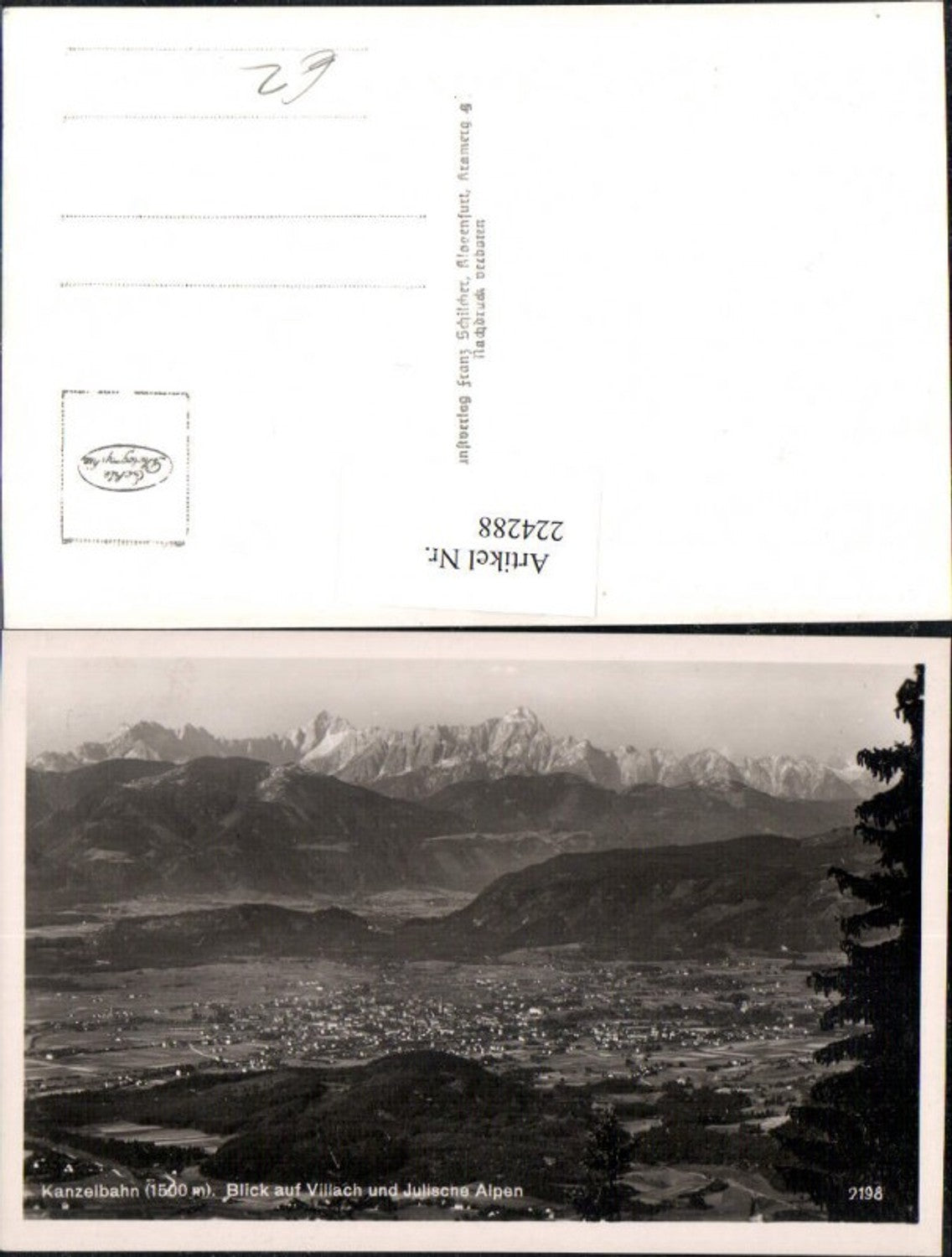 224288,Kanzelbahn Blick auf Villach Totale u. Julische Alpen pub Franz Schilcher 2198