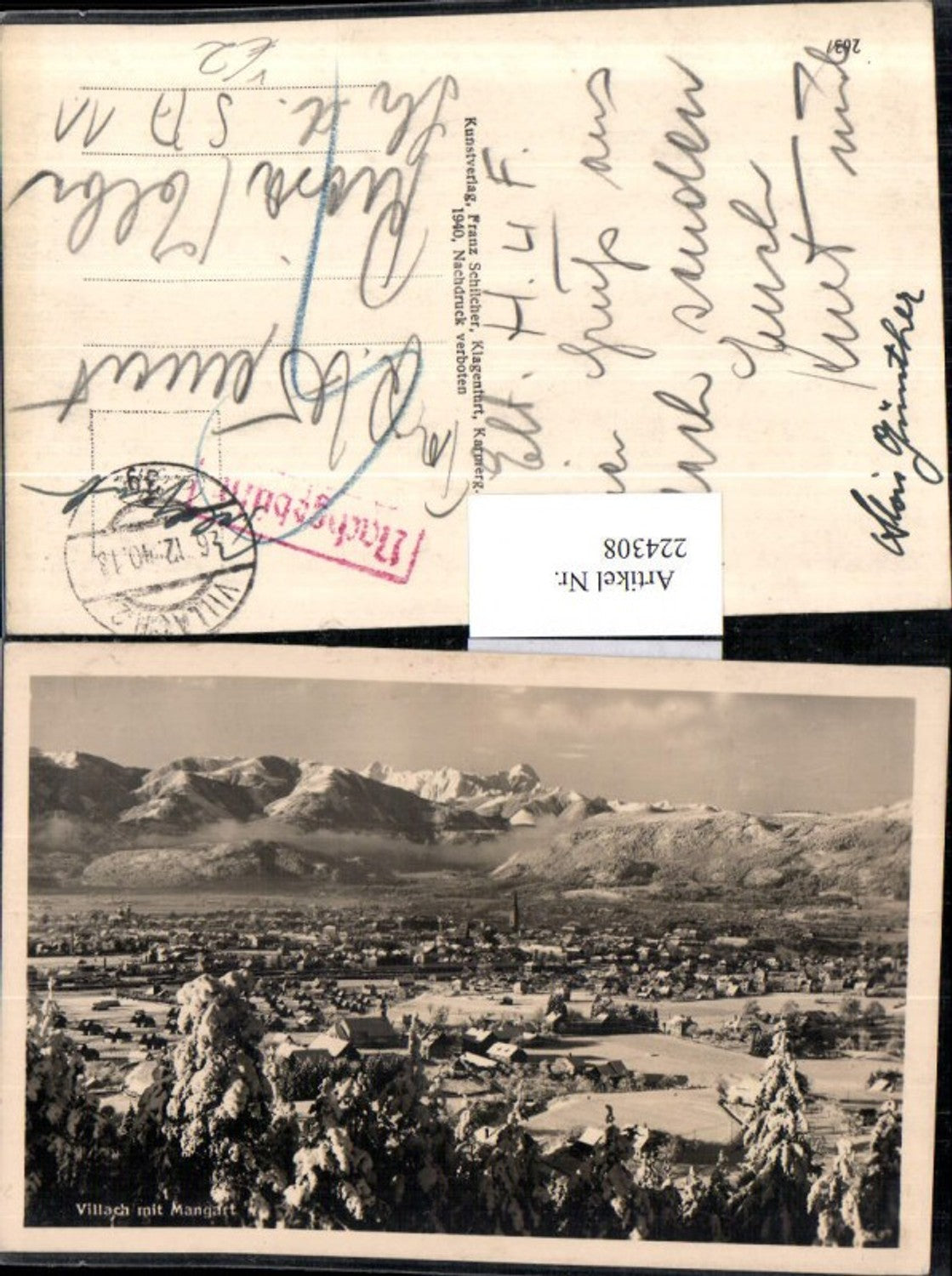 224308,Villach Totale m. Mangart Winter picture pub Franz Schilcher 2637