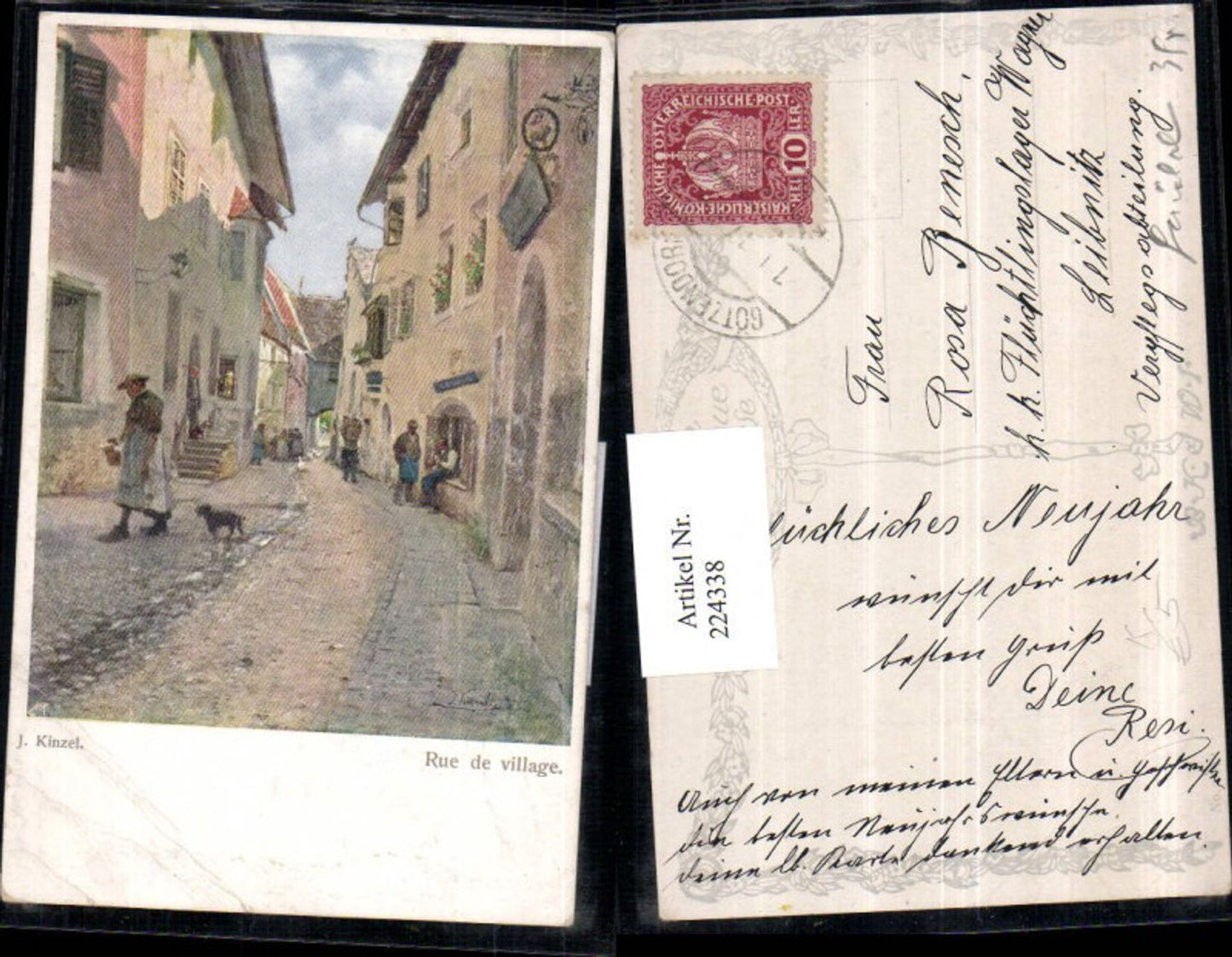224338,Künstler AK J. Kinzel Rue de village Straßenansicht