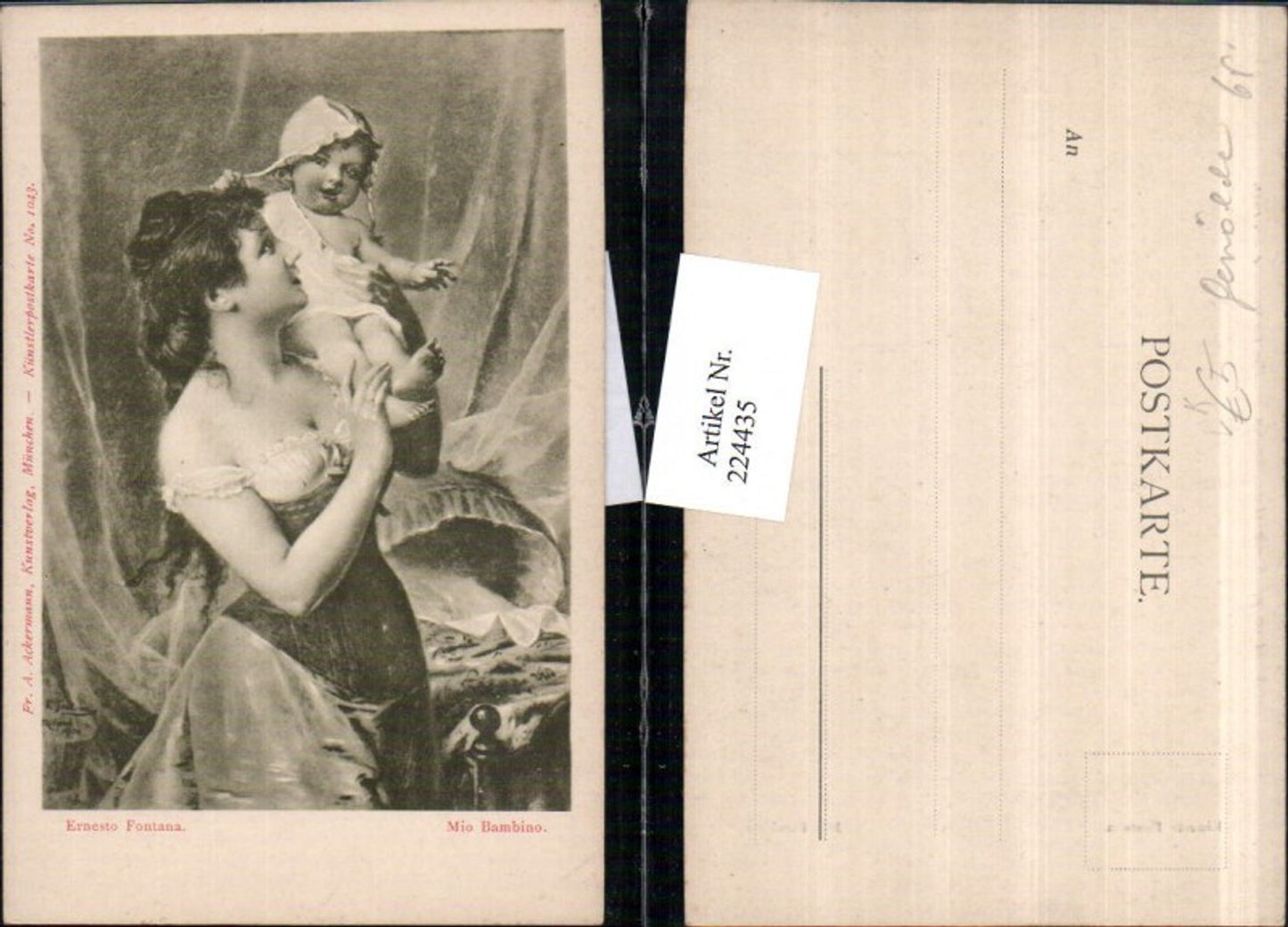 224435,Künstler AK Ernesto Fontana Mio Bambino Frau m. Kleid Kind pub A. Ackermann 1043