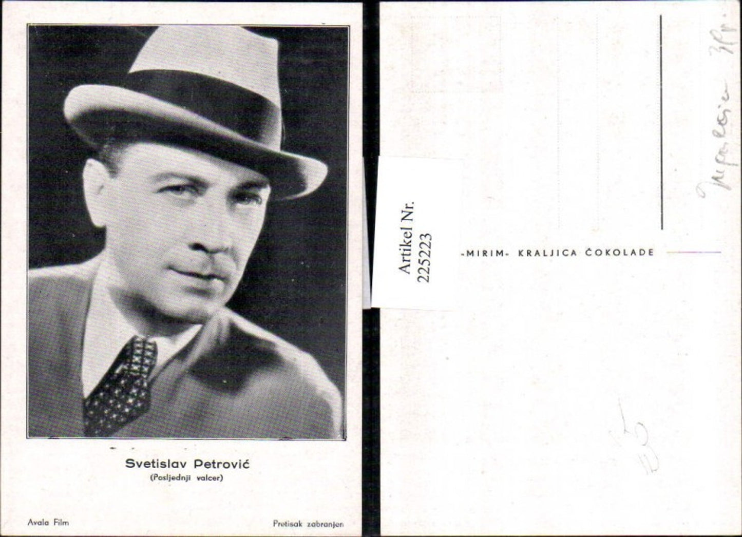 225223,Schauspieler Svetislav Petrovic Posljednji valcer Portrait m. Hut