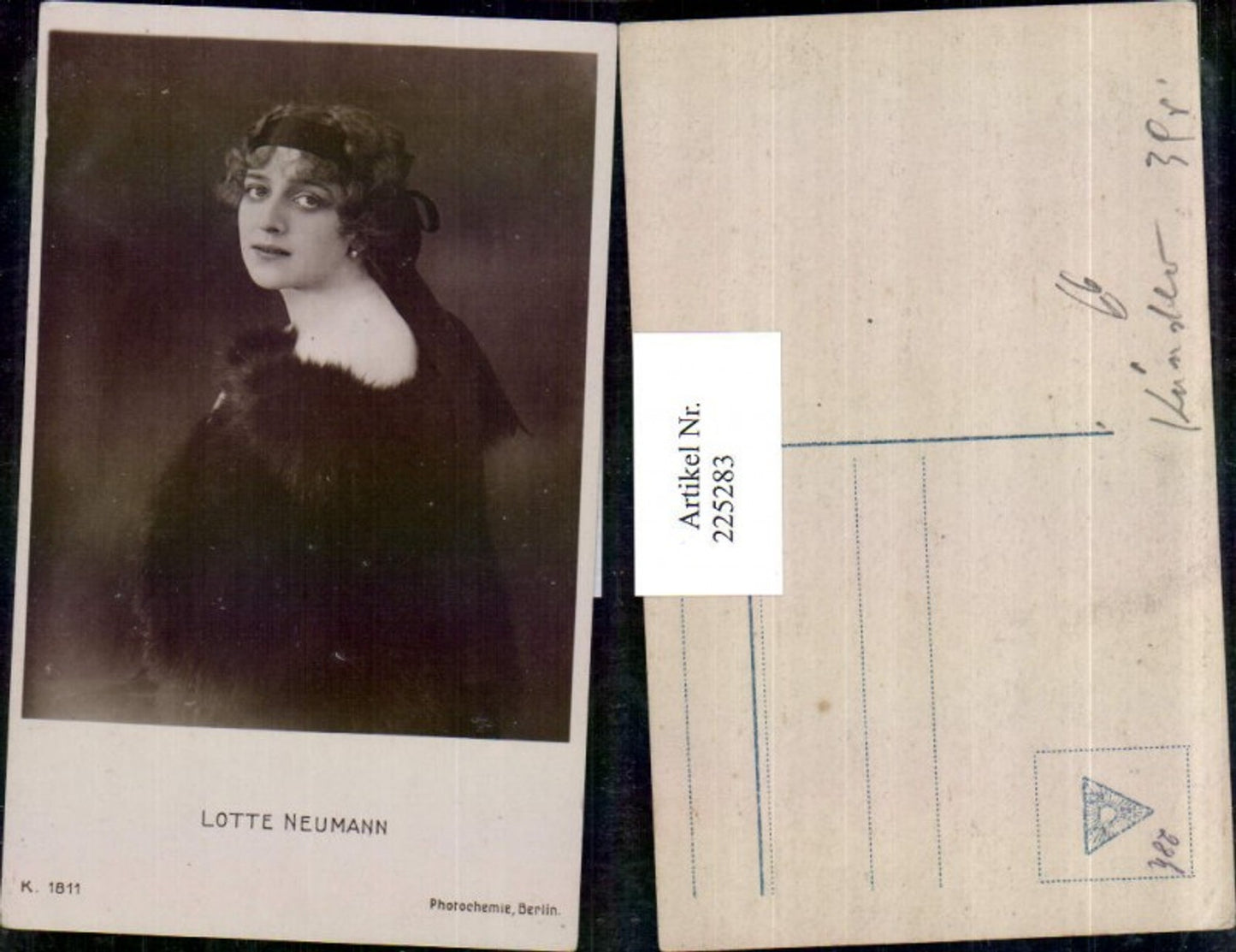 225283,Schauspielerin Lotte Neumann Portrait pub Photochemie Berlin 1811