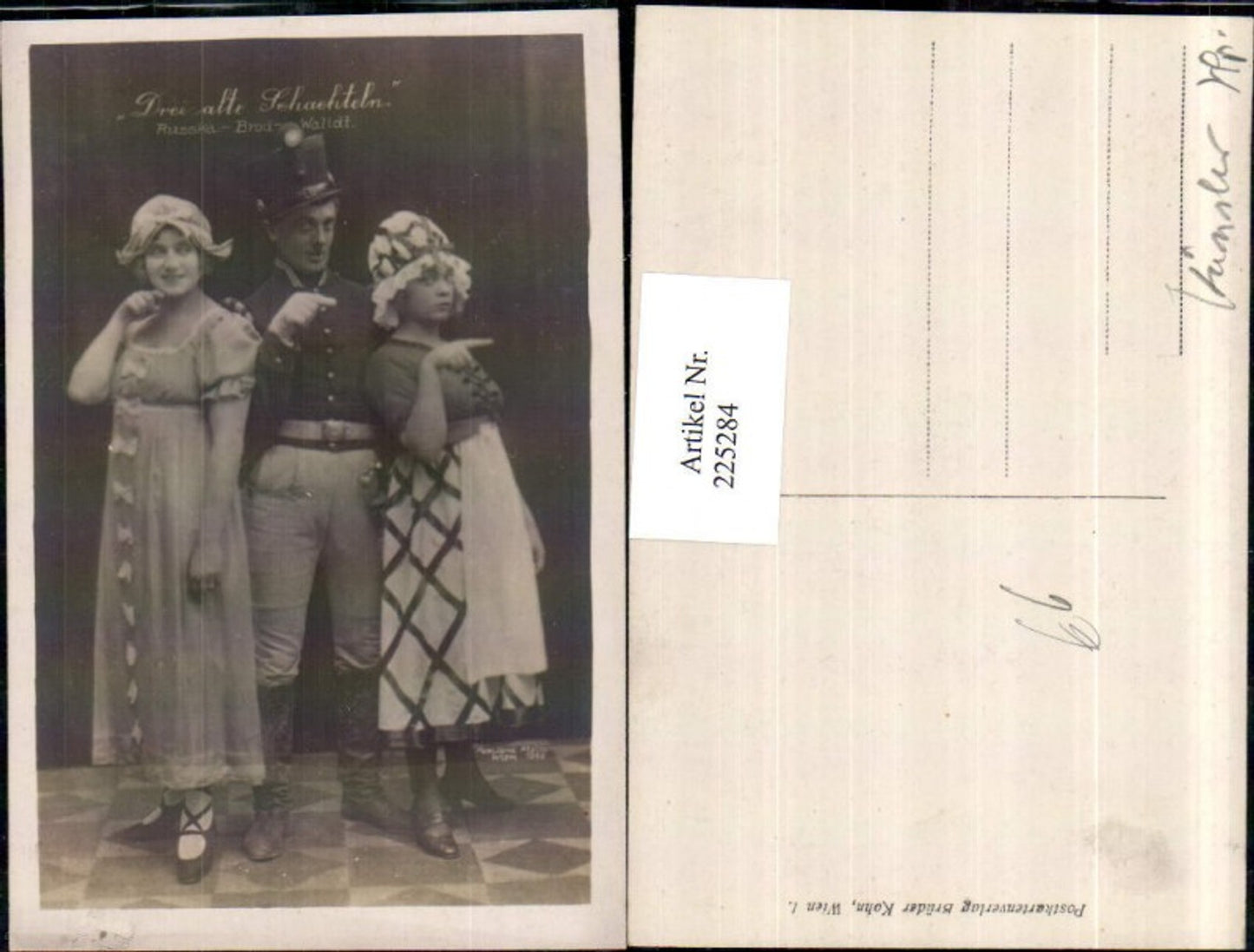 225284,Schauspieler Russka Brod u. Walidt in Drei alte Schachteln