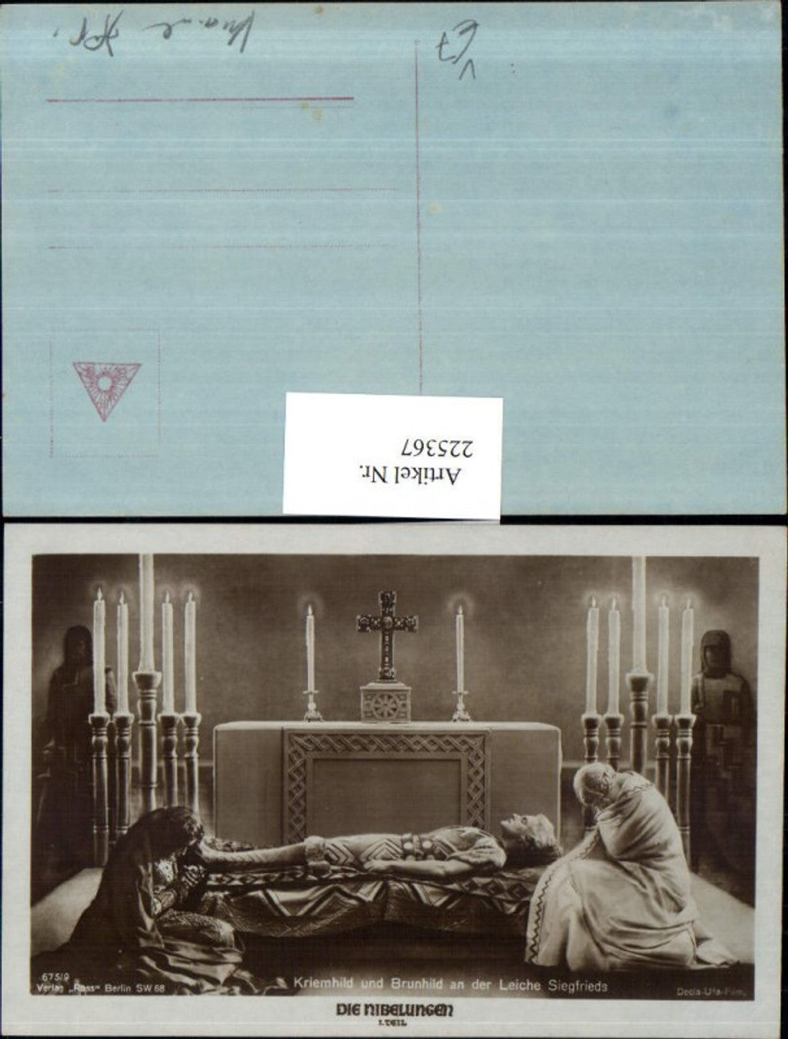 225367,Die Nibelungen Schauspieler Kriemhild u. Brunhild a. d. Leiche Siegfrieds pub Ross Berlin 675/9