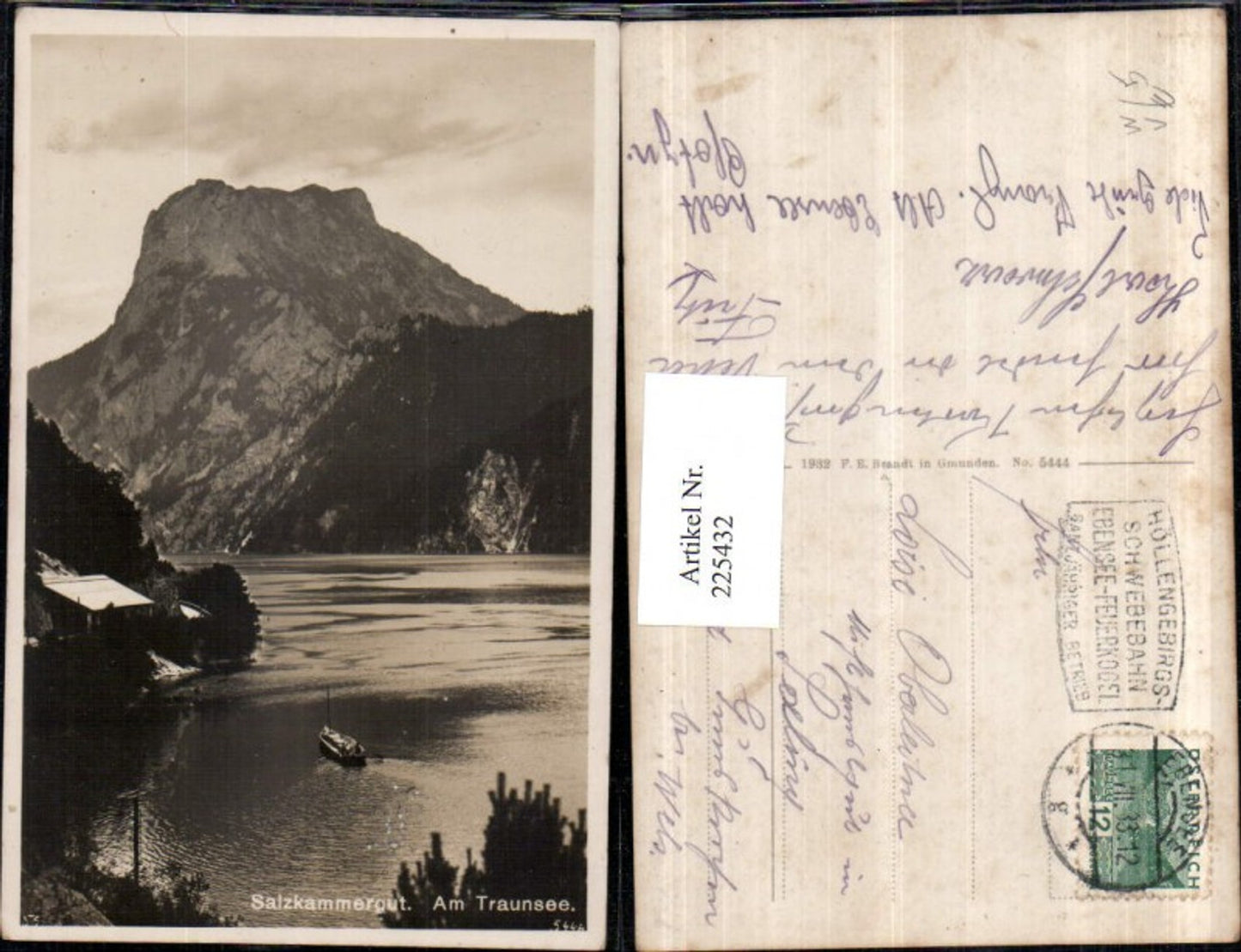 225432,Salzkammergut am Traunsee b. Traunkirchen pub F. E. Brandt 5444
