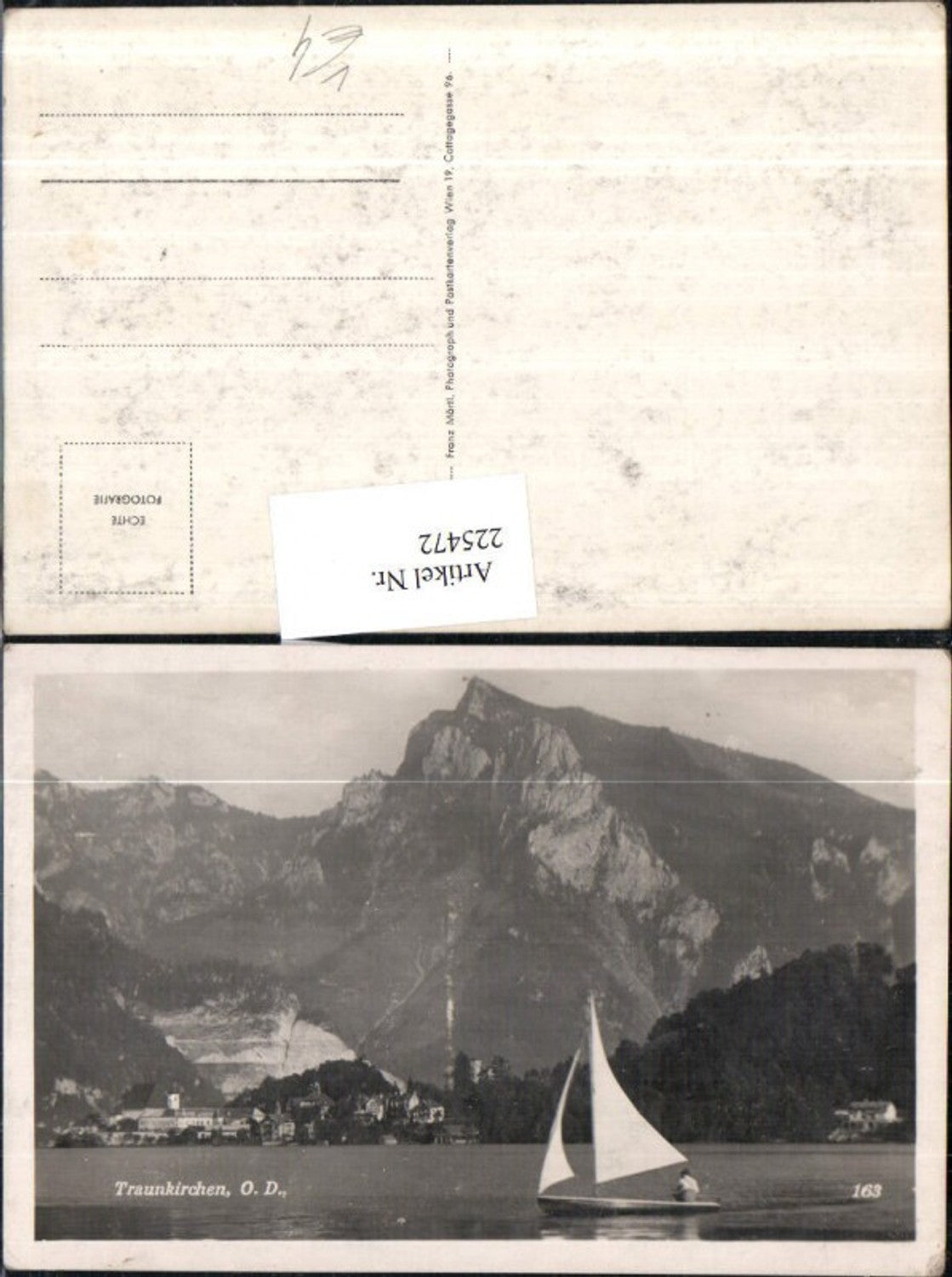 225472,Traunkirchen Teilansicht Segelboot Bergkulisse pub Franz Mörtl Wien 163