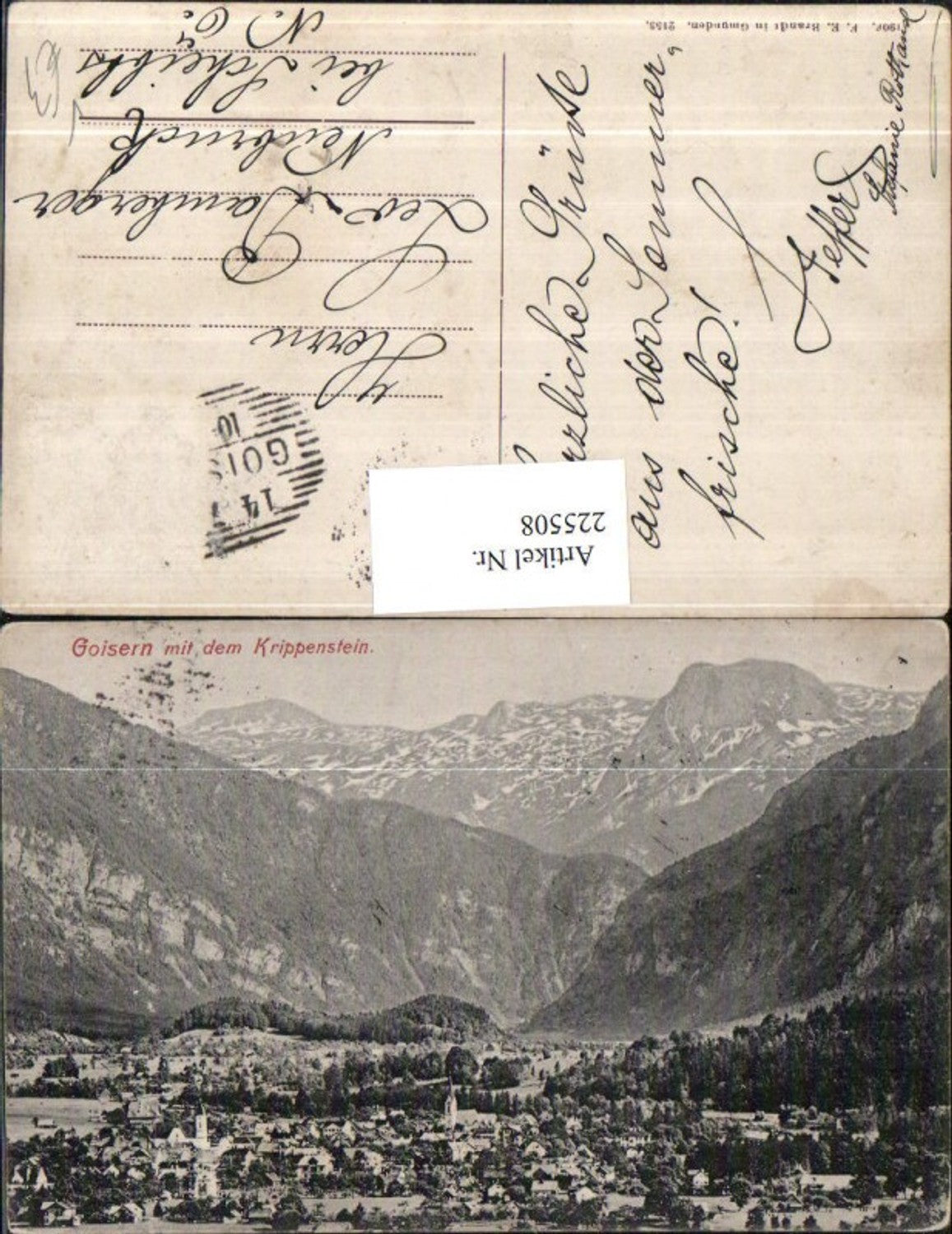 225508,Goisern m. d. Krippenstein Totale pub F. E. Brandt 2153