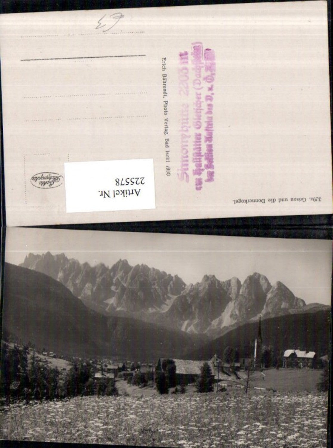 225578,Gosau u. d. Donnerkogel Totale Bergkulisse