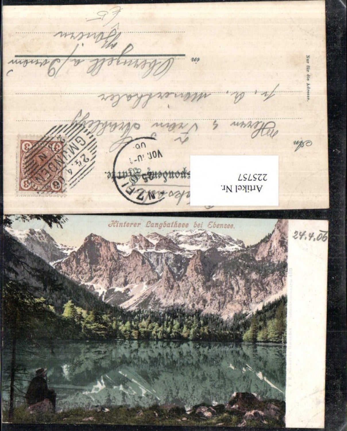 225757,Hinterer Langbathsee See b. Ebensee Partie pub F. E. Brandt 450