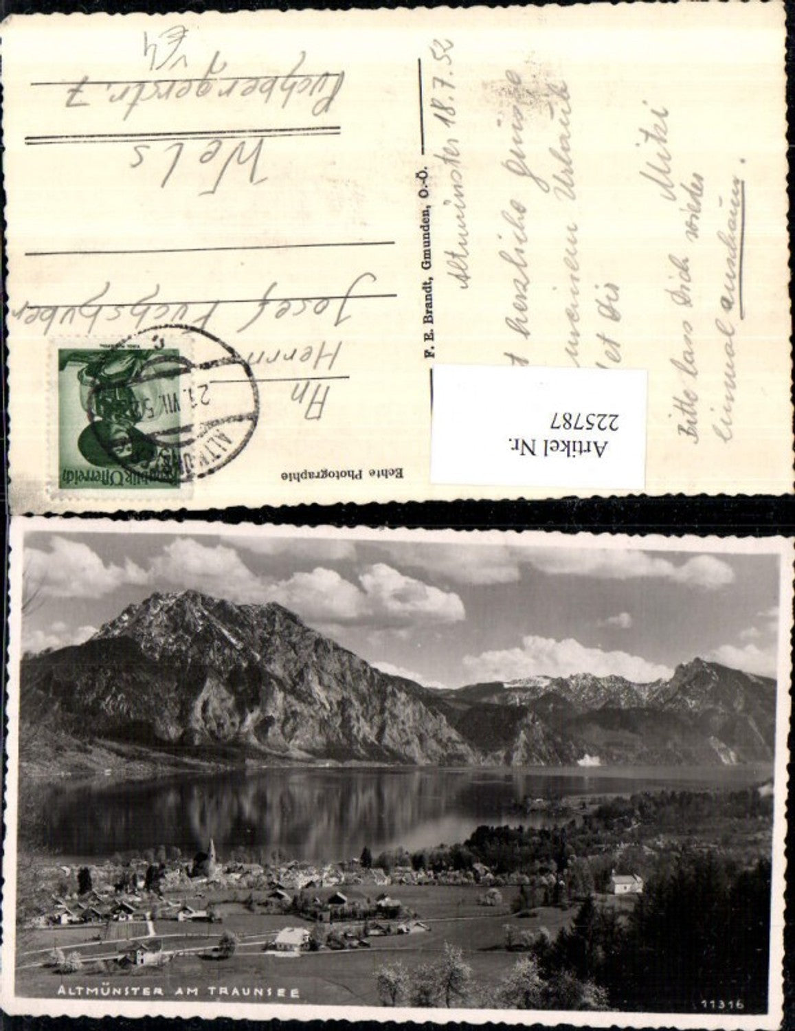 225787,Atlmünster Totale am Traunsee pub F. E. Brandt 11316