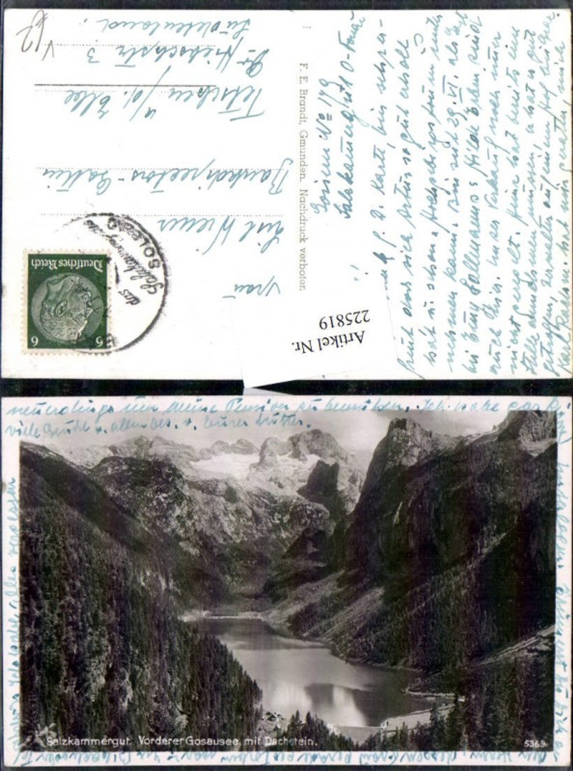 225819,Vorderer-Gosausee See b. Gosau m. Dachstein Bergkulisse pub F. E. Brandt 5369