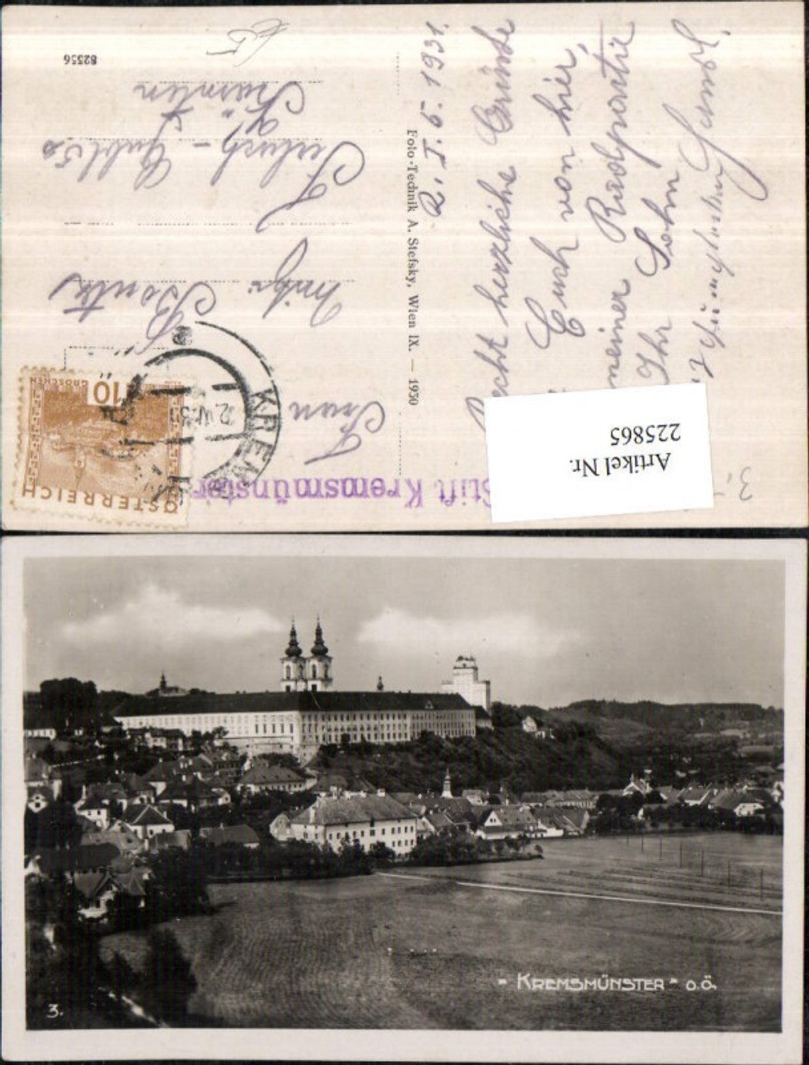 225865,Kremsmünster Teilansicht m. d. Stift