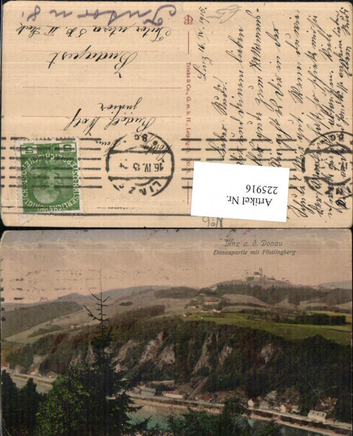 225916,Linz a. d. Donau Donaupartie m. Pöstlingberg
