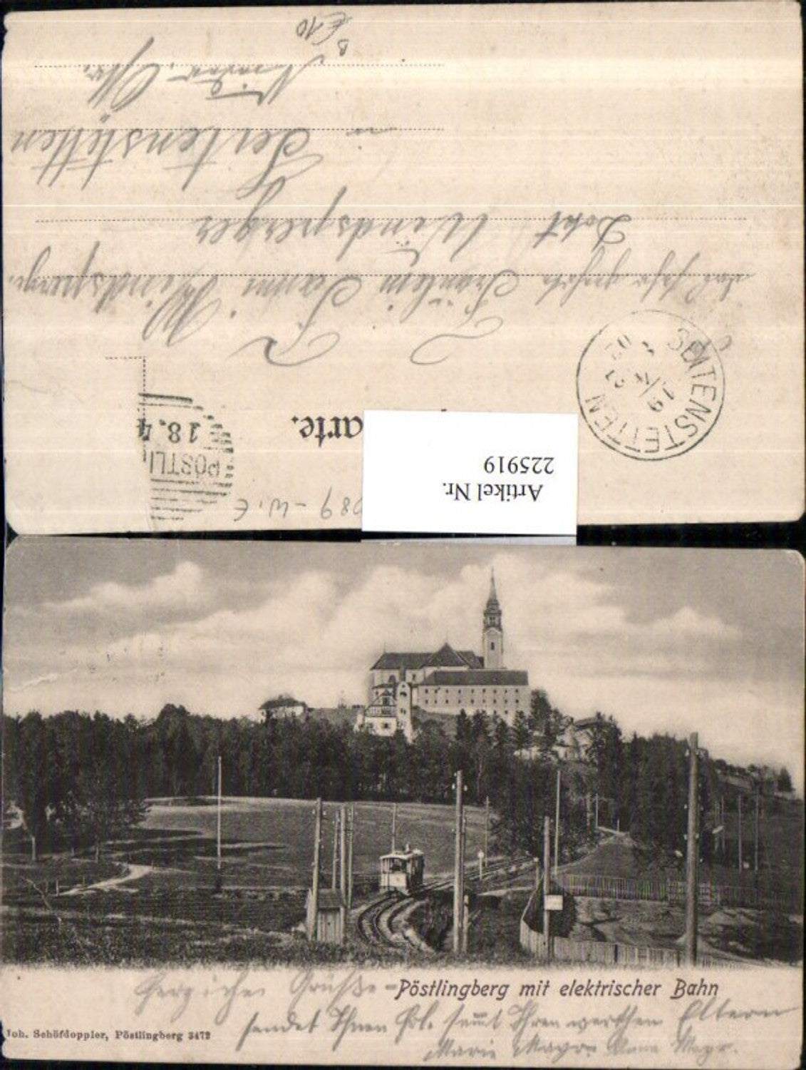 225919,Linz a. d. Donau Pöstlingberg m. Elektrischer Bahn Kirche Bergbahn