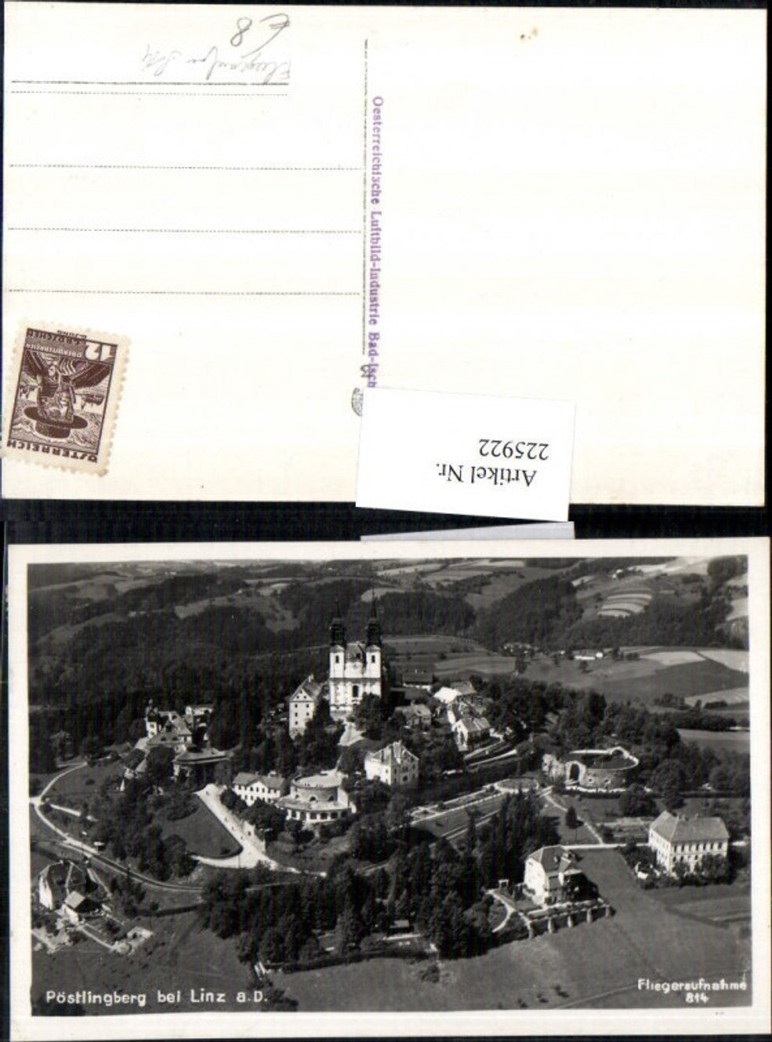 225922,Linz a. d. Donau Pöstlingberg Totale Fliegeraufnahme 814