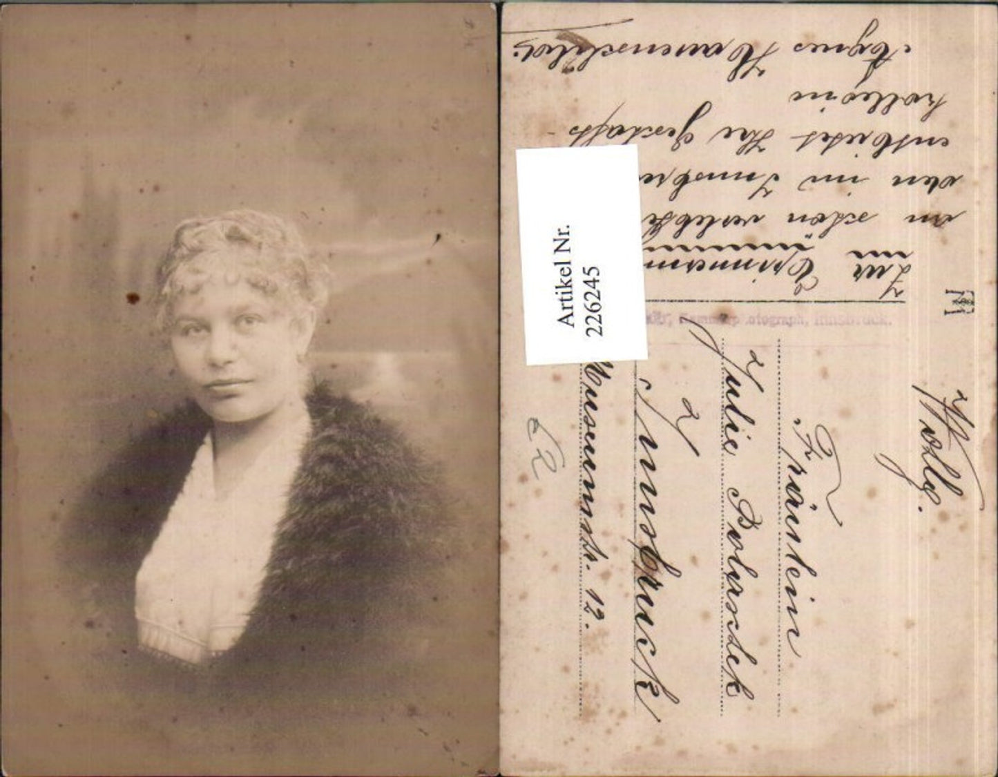 226245,Frau m. Pelz Portrait pub Julius Schär Innsbruck