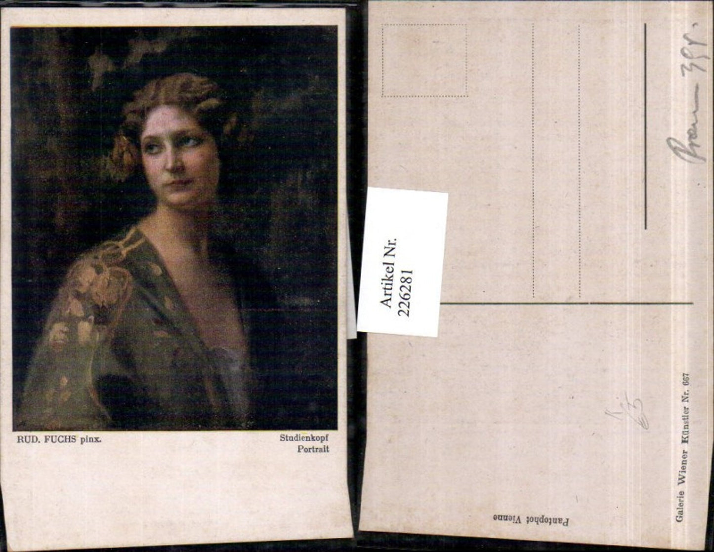 226281,Künstler AK Rud. Fuchs Studienkopf Mädchen Portrait