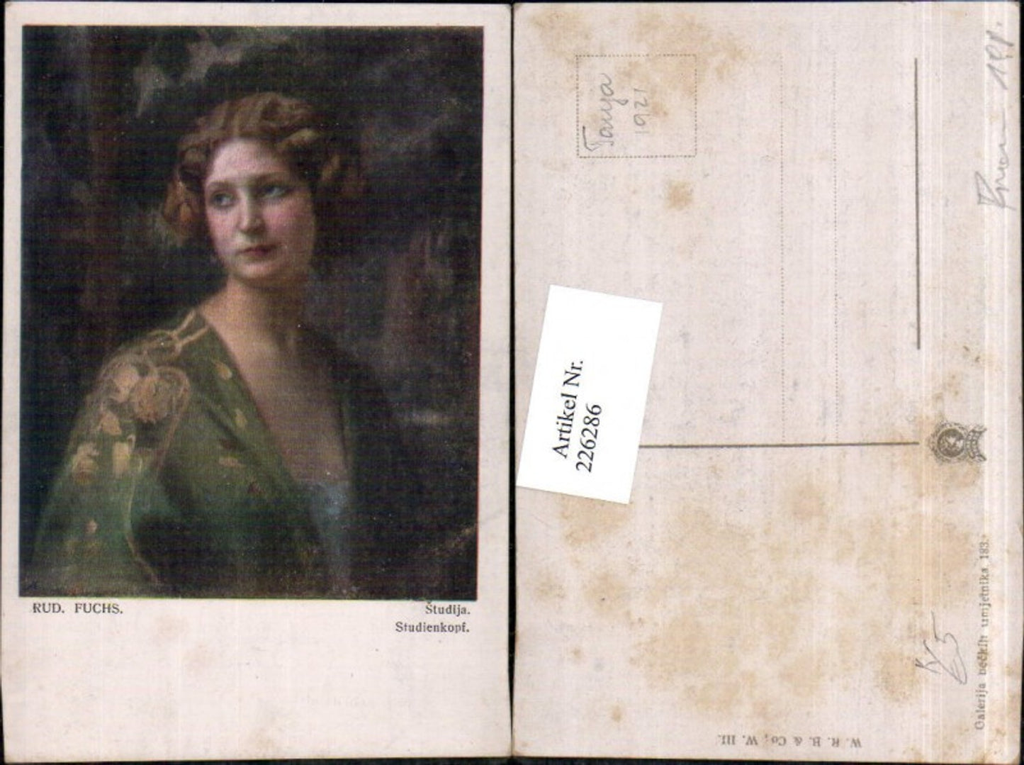 226286,Künstler AK Rud. Fuchs Studienkopf Mädchen Portrait