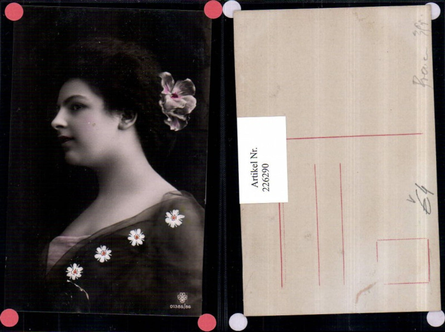 226290,Frau m. Blume i. d. Haaren Portrait pub RPH SBW 01385/86