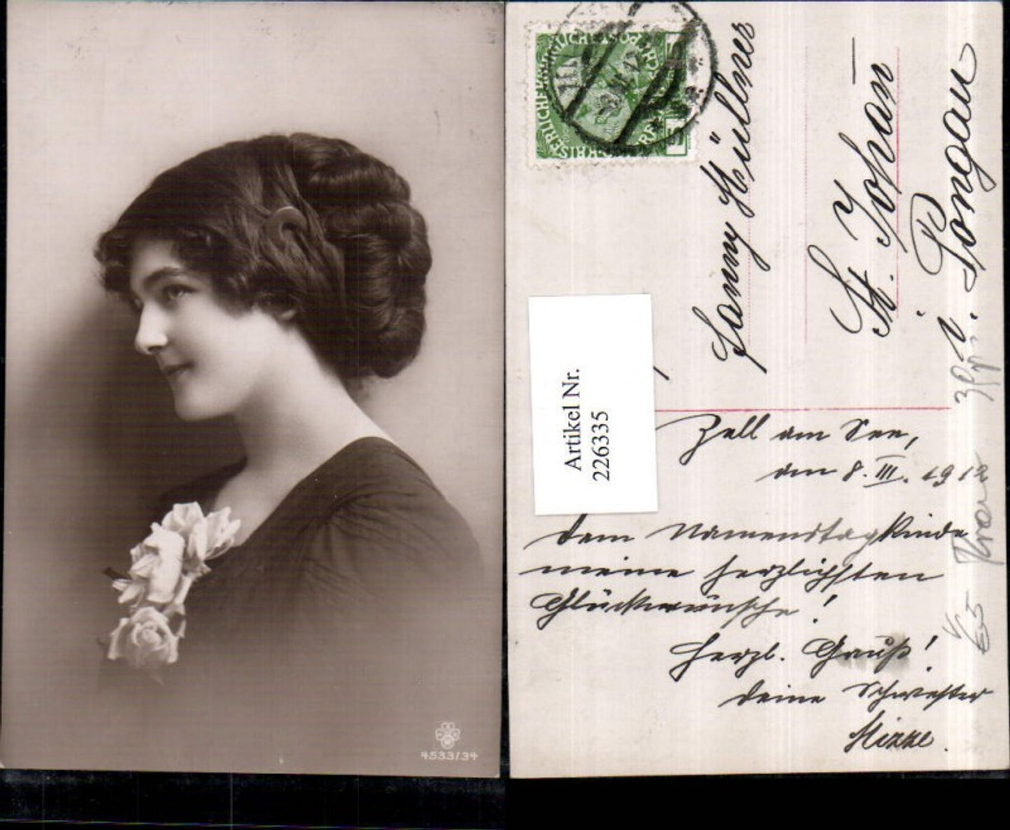 226335,Mädchen m. Hochsteckfrisur Rosen Portrait pub RPH SBW 4533/34