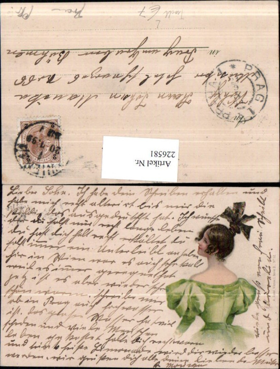 226581,Künstler Litho AK Frau i. Tracht Kleid Portrait