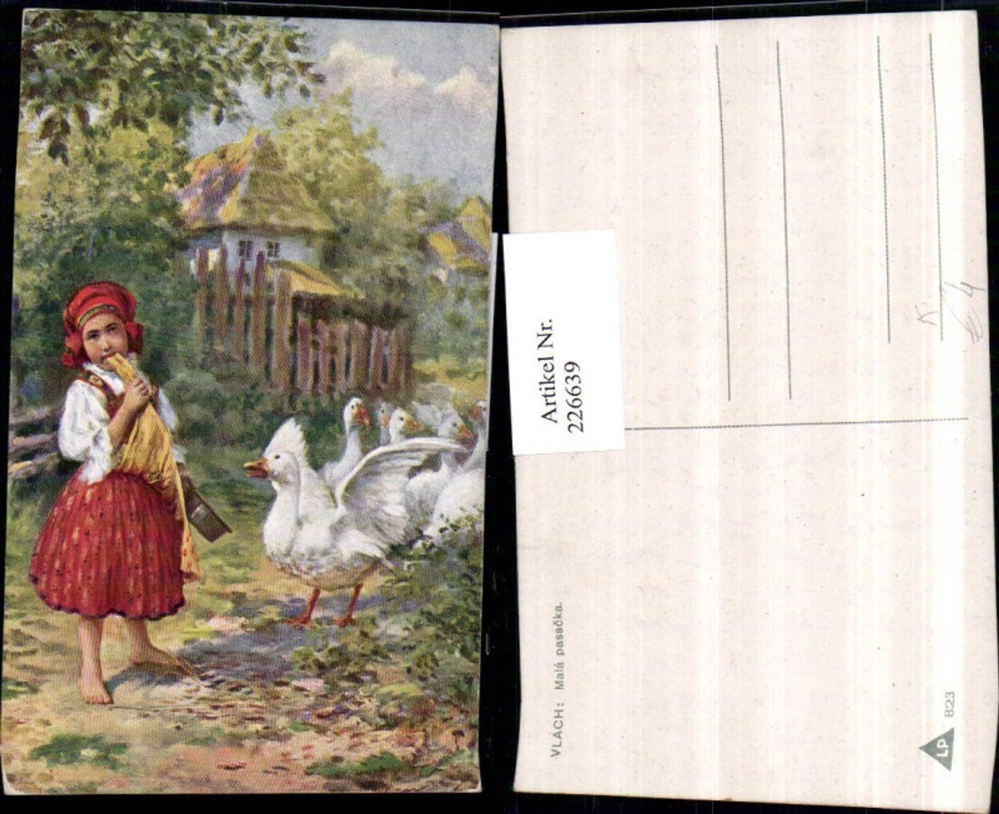 226639,Künstler AK Vlach Mala pasacka Mädchen i. Tracht Gänse