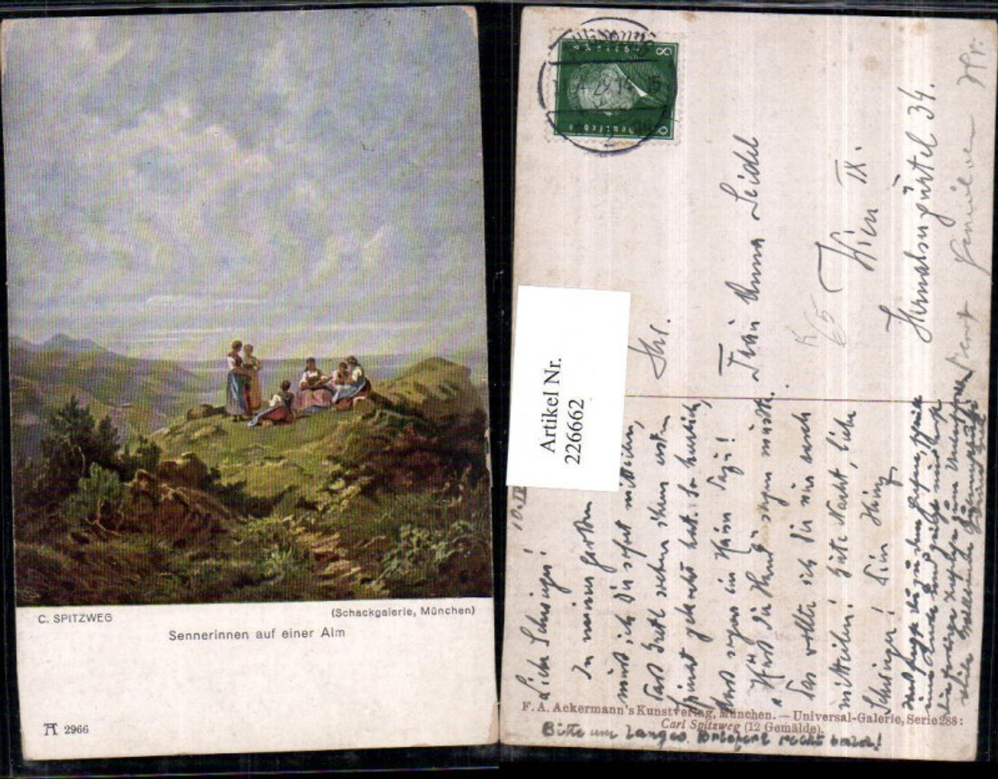 226662,Künstler AK C. Spitzweg Sennerinnen auf d. Alm Frauen pub F. A. Ackermann 288/2966