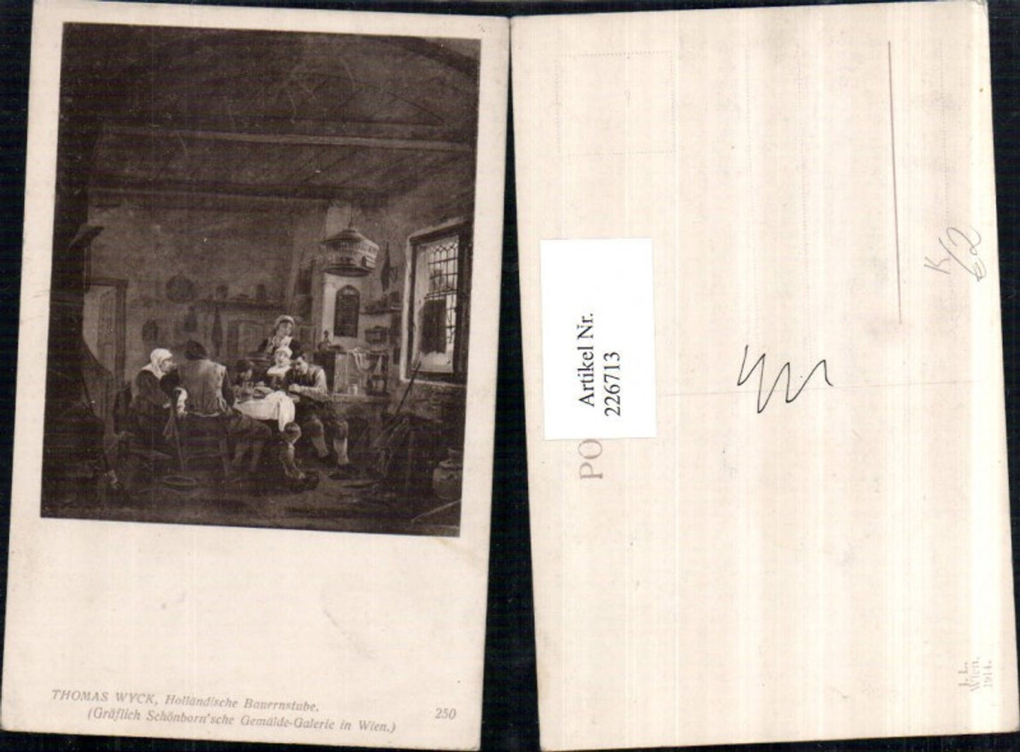 226713,Künstler AK Thomas Wyck Holländische Bauernstube Interieur Familie