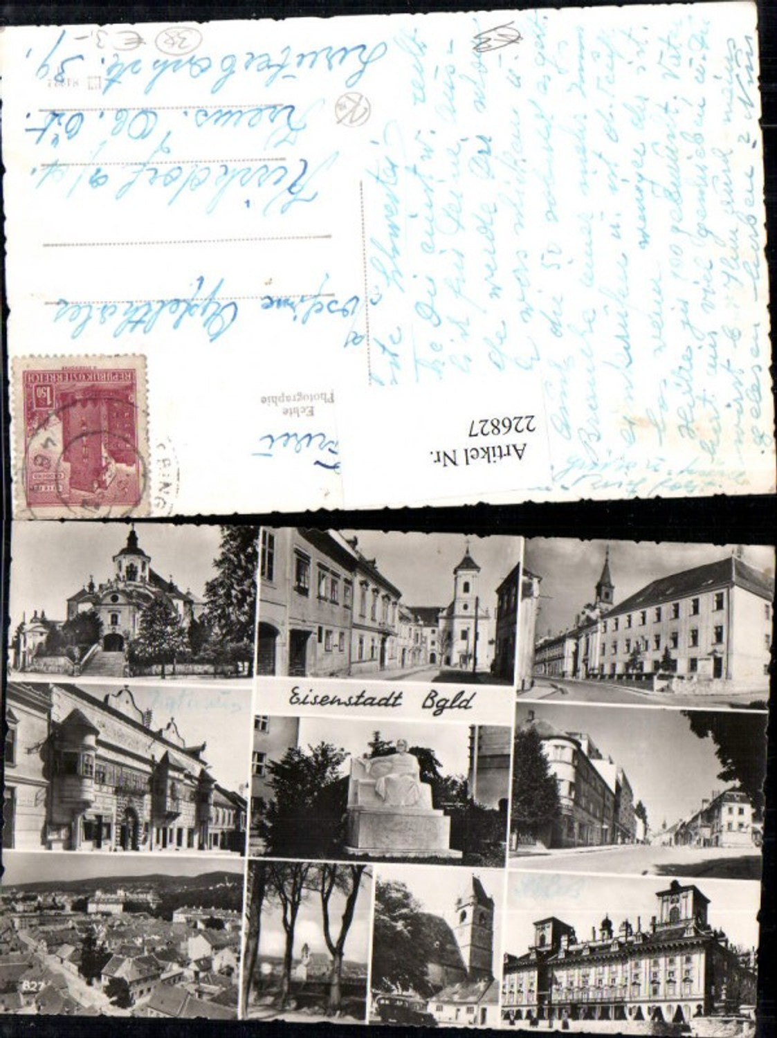 226827,Eisenstadt Totale Schloss Rathaus Denkmal Turm Kirche Straßenansicht Mehrbildkarte