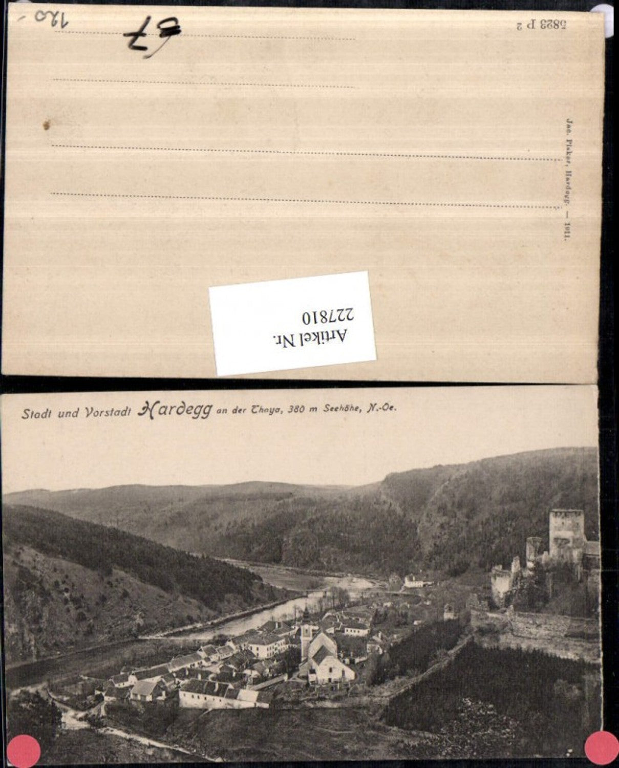 227810,Stadt u. Vorstadt Hardegg a. d. Thaya Totale m. Burg