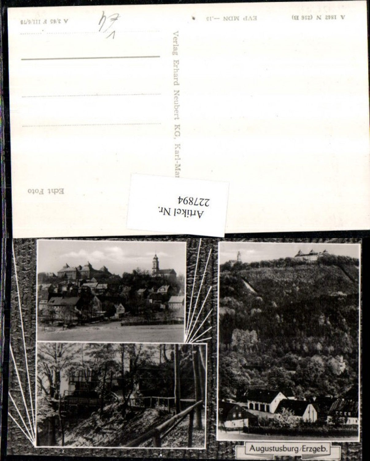 227894,Augustusburg im Erzgebirge Teilansicht Mehrbildkarte pub Erhard Neubert