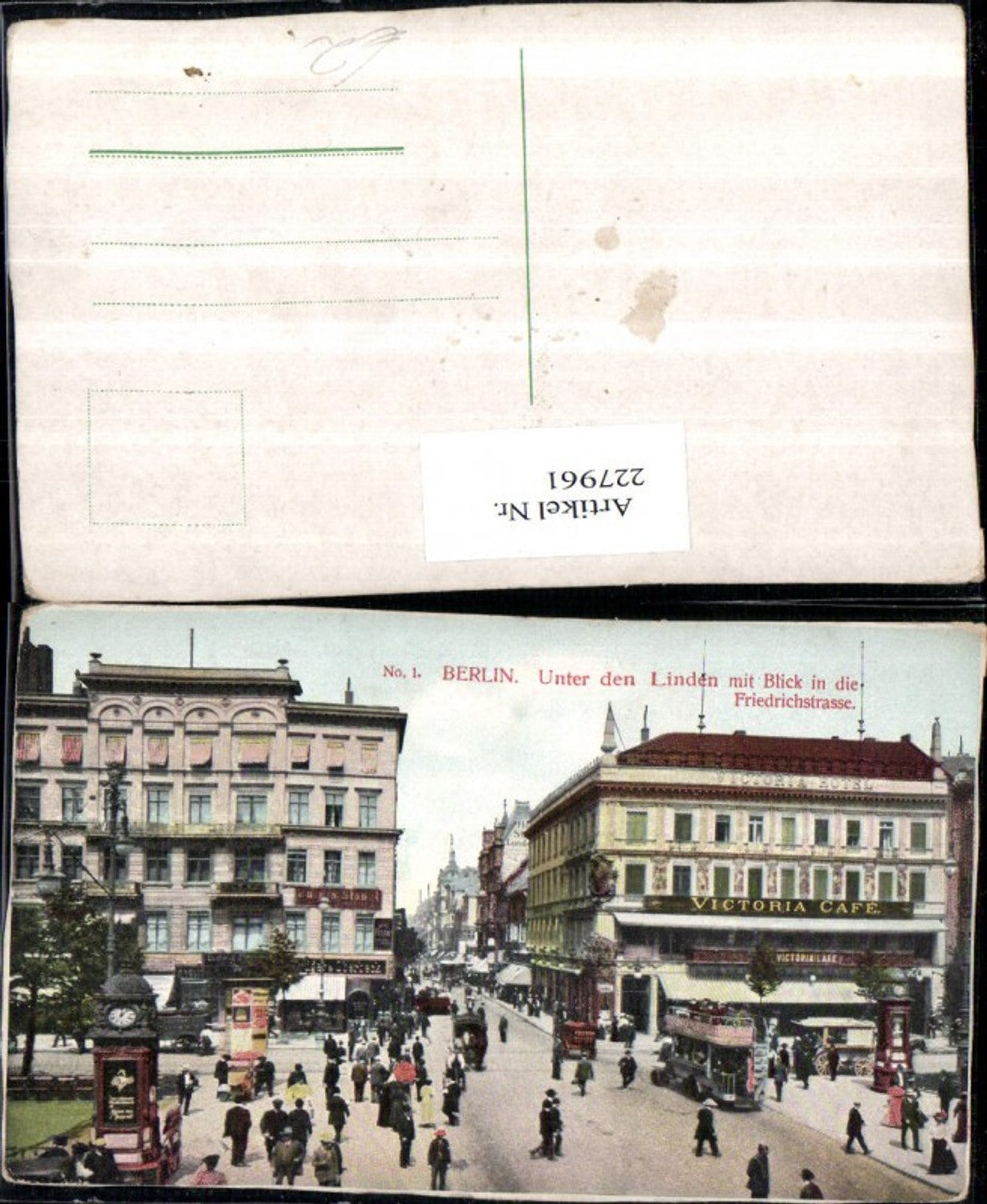 227961,Berlin Unter den Linden m. Blick i. d. Friedrichstraße Litfaßsäule Doppeldeckerbus