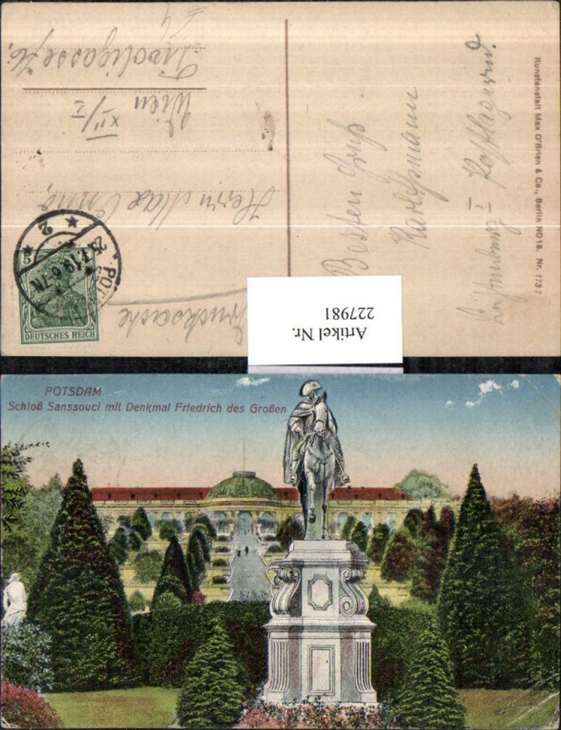 227981, Potsdam Sanssouci Palace with monument to Frederick the Great