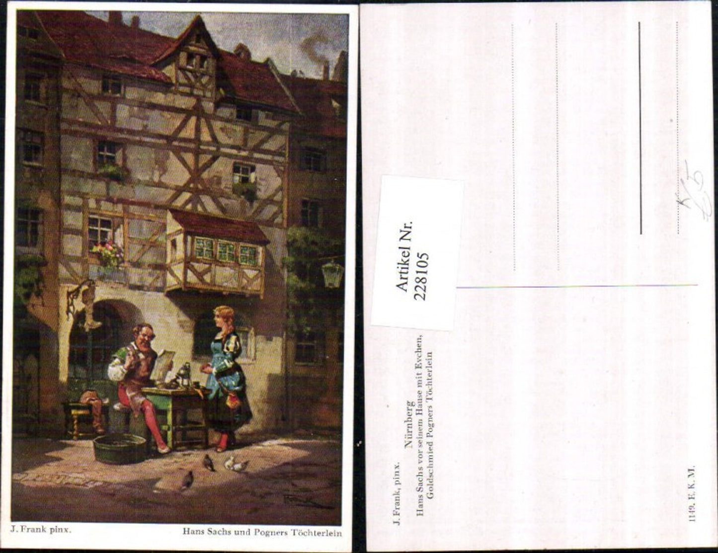228105,Künstler AK J. Frank Nürnberg Hans Sachs u. Pogners Töchterlein