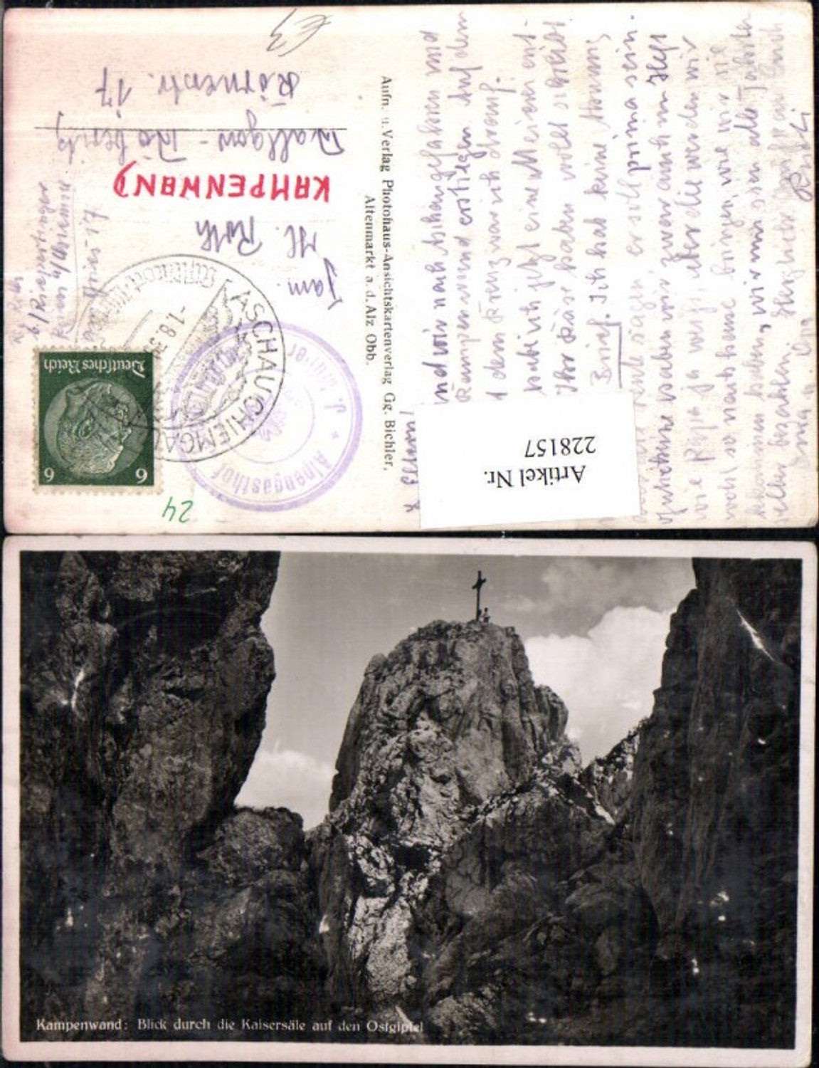 228157,Kampenwand Blick durch d. Kaisersäle auf d. Ostgipfel b. Aschau im Chiemgau