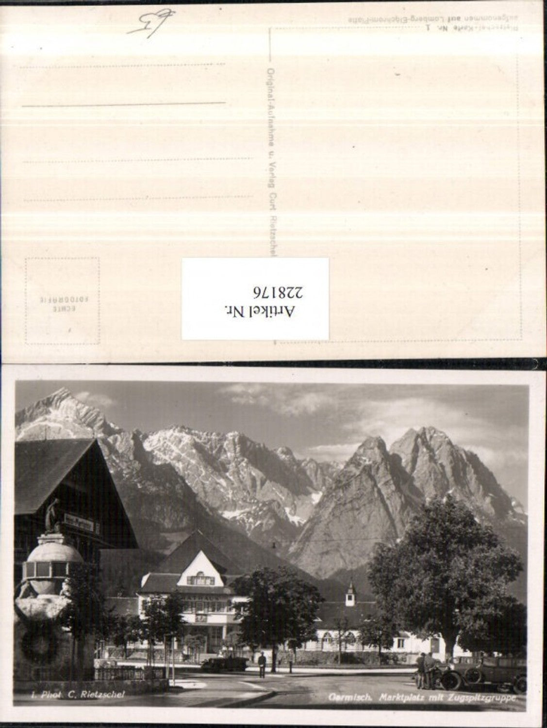 228176, Garmisch market square with Zugspitze group