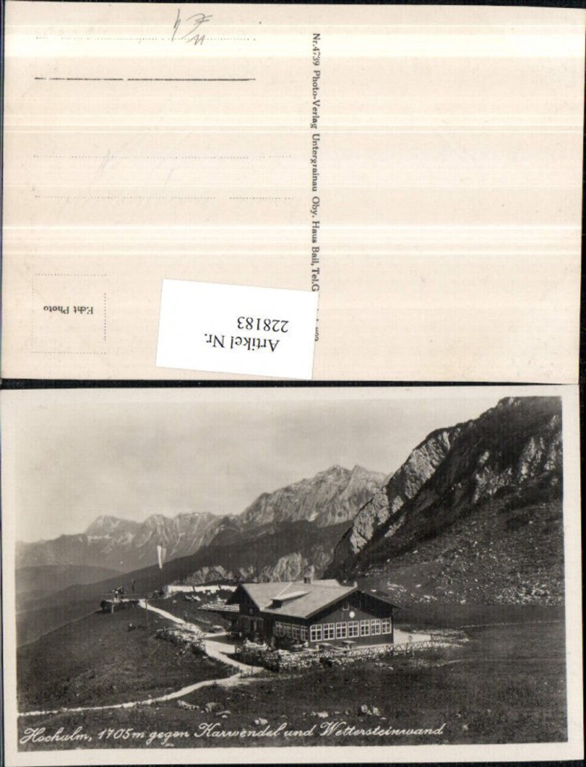 228183,Hochalm Berghütte geg. Karwendel u. Wettersteinwand b. Garmisch