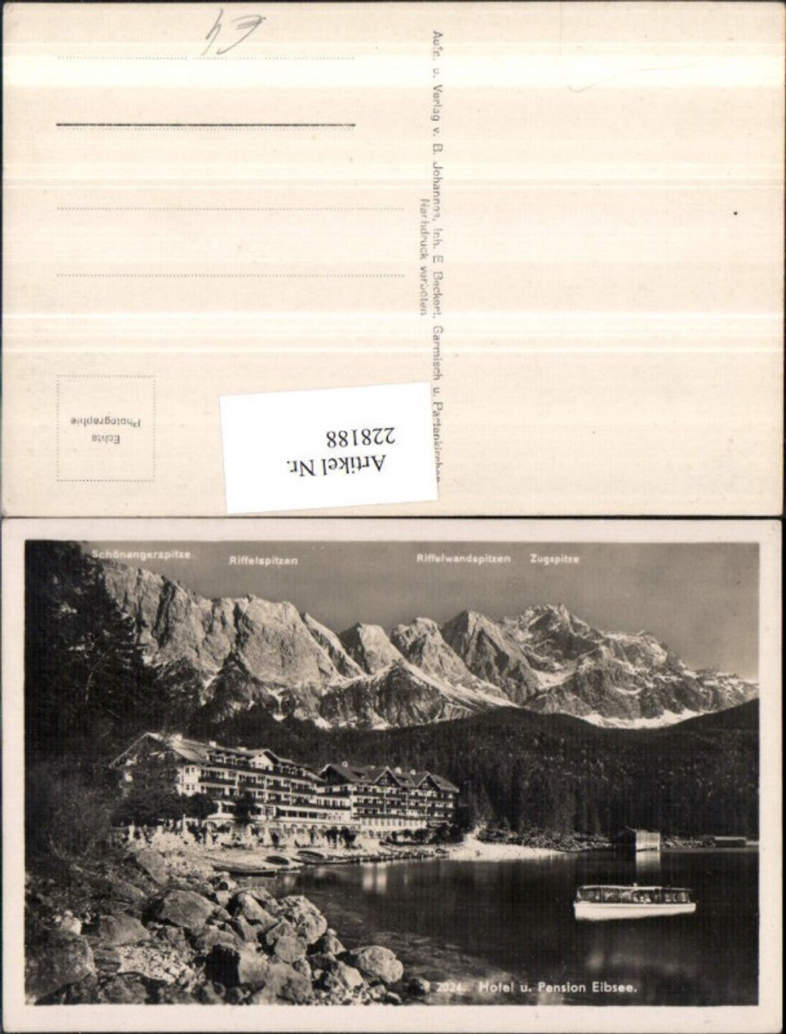 228188,Hotel u. Pension Eibsee b. Garmisch-Partenkirchen m. Zugspitze