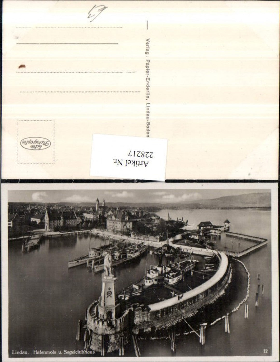 228217,Lindau i. Bodensee Teilansicht Hafenmole Hafen u. Segelclubhaus
