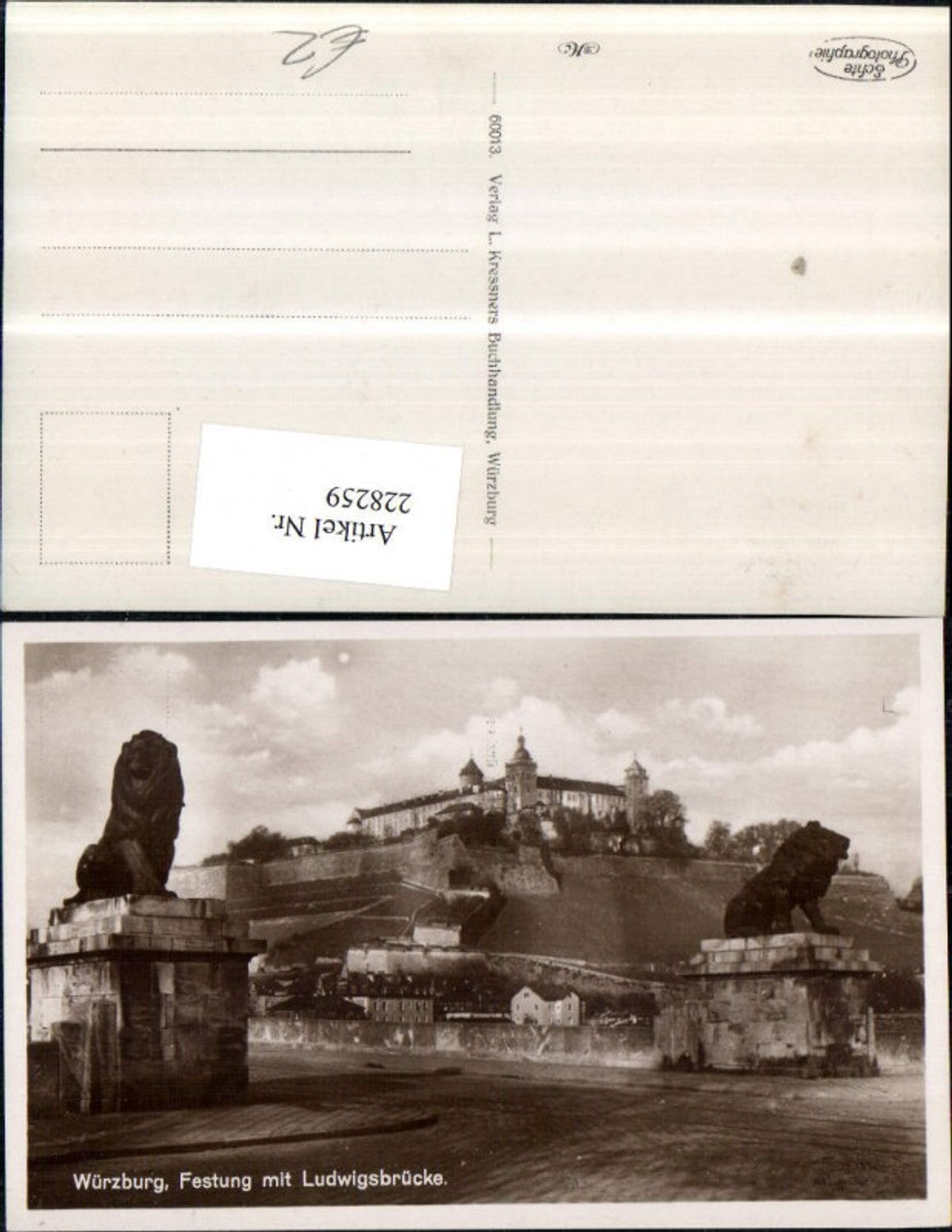 228259,Würzburg Festung m. Ludwigsbrücke Brücke Löwen