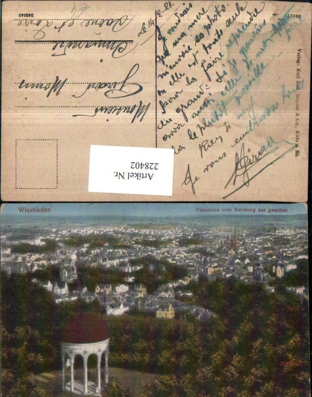228402,Wiesbaden Totale Panorama v. Neroberg aus gesehen Tempel