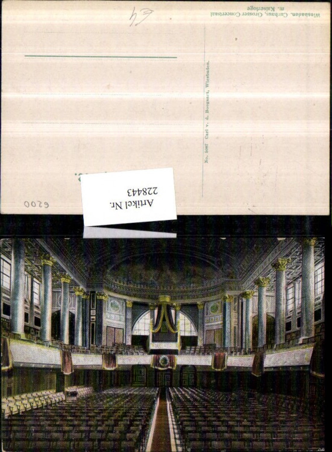 228443,Wiesbaden Kurhaus Großer Konzertsaal m. Kaiserloge Innenansicht