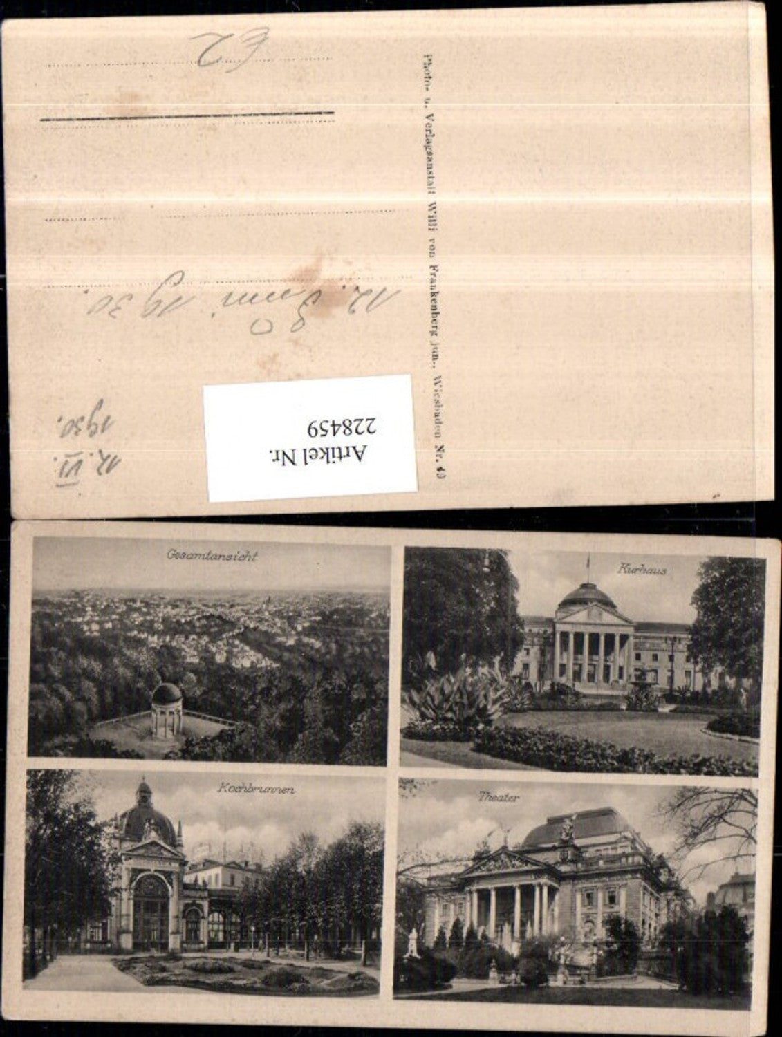 228459,Wiesbaden Totale Kurhaus Theater Kochbrunnen Neroberg Tempel