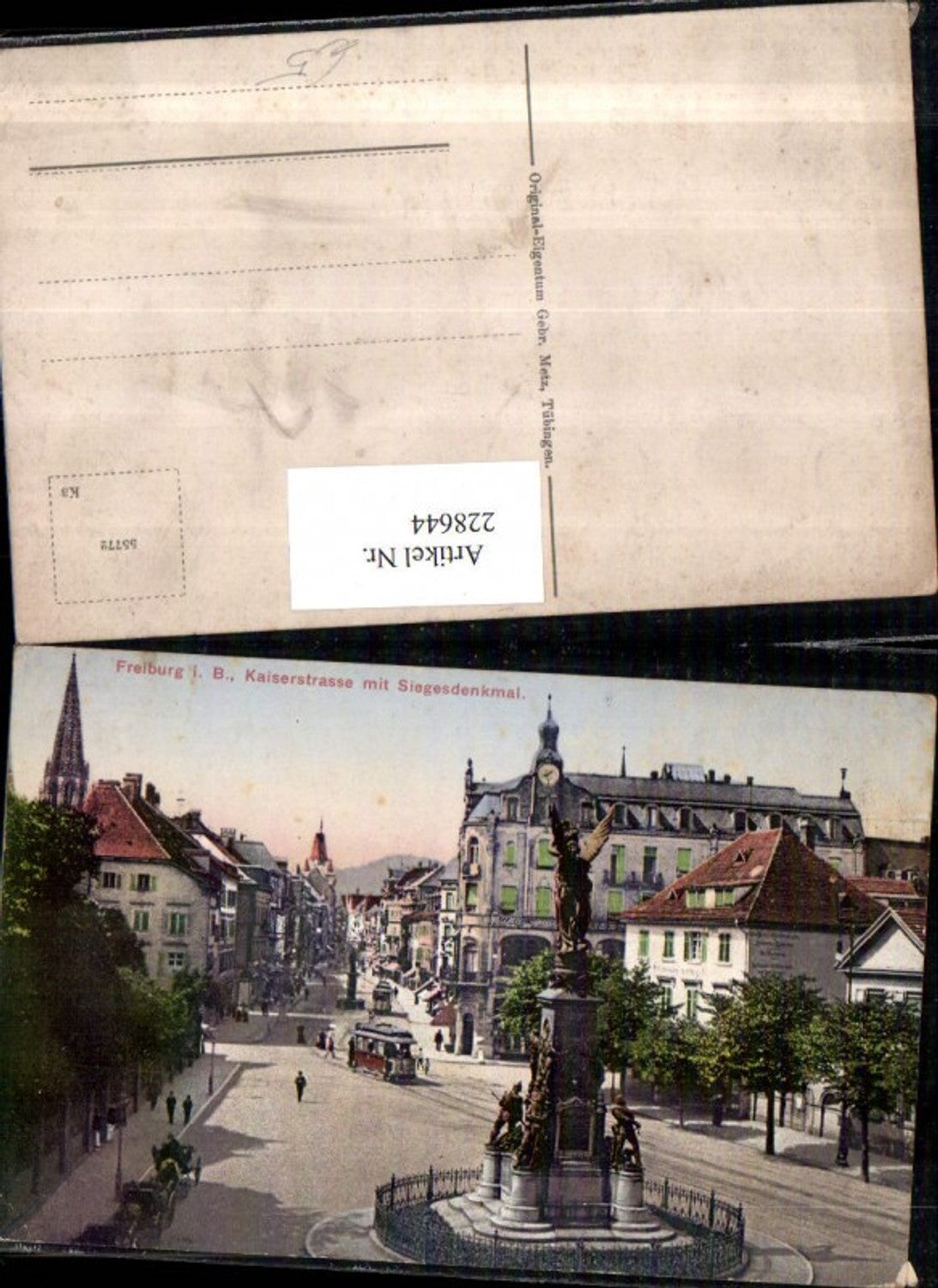 228644,Freiburg i. Breisgau Kaiserstraße m. Siegesdenkmal Straßenansicht