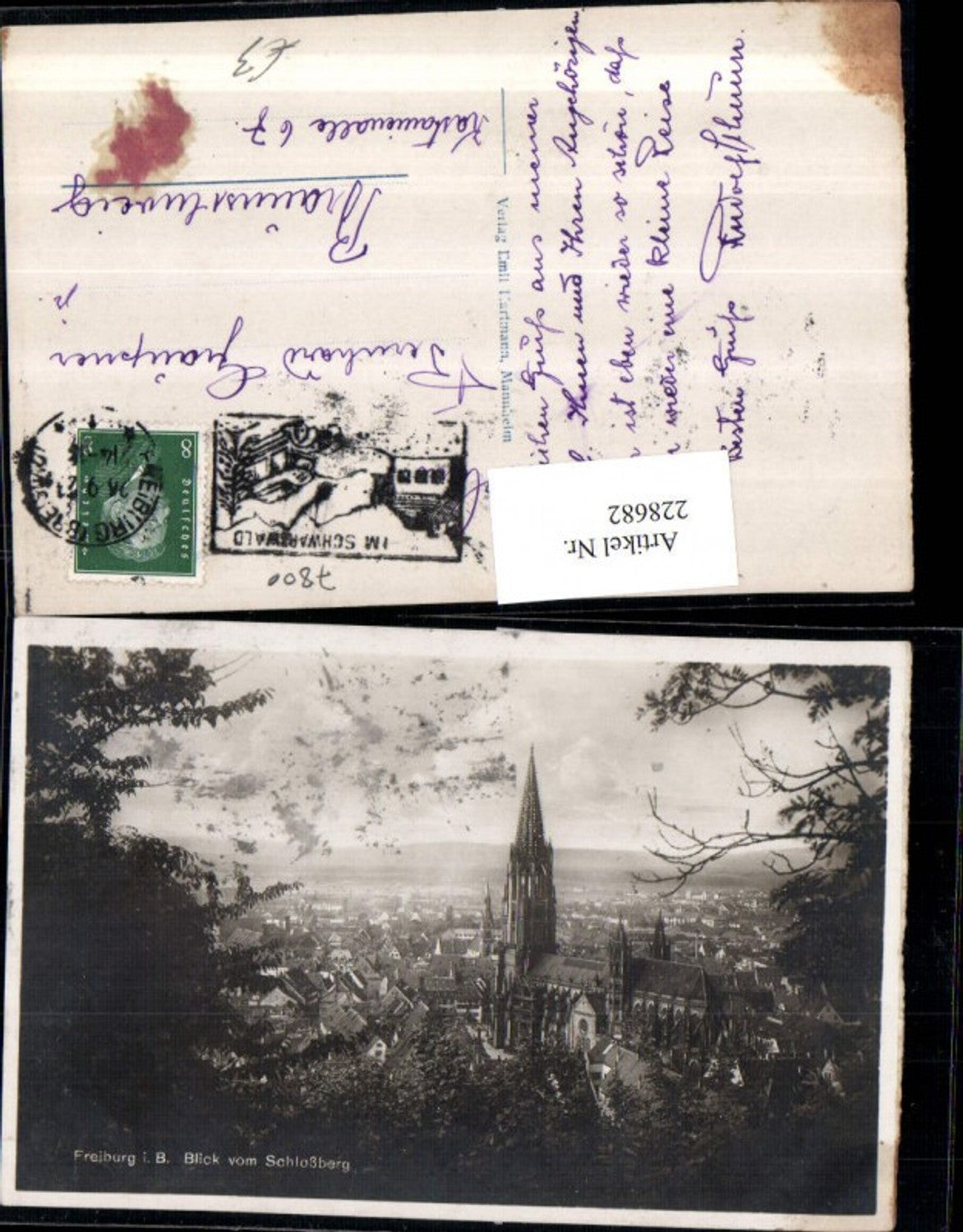 228682,Freiburg i. Breisgau Teilansicht Blick v. Schlossberg Münster
